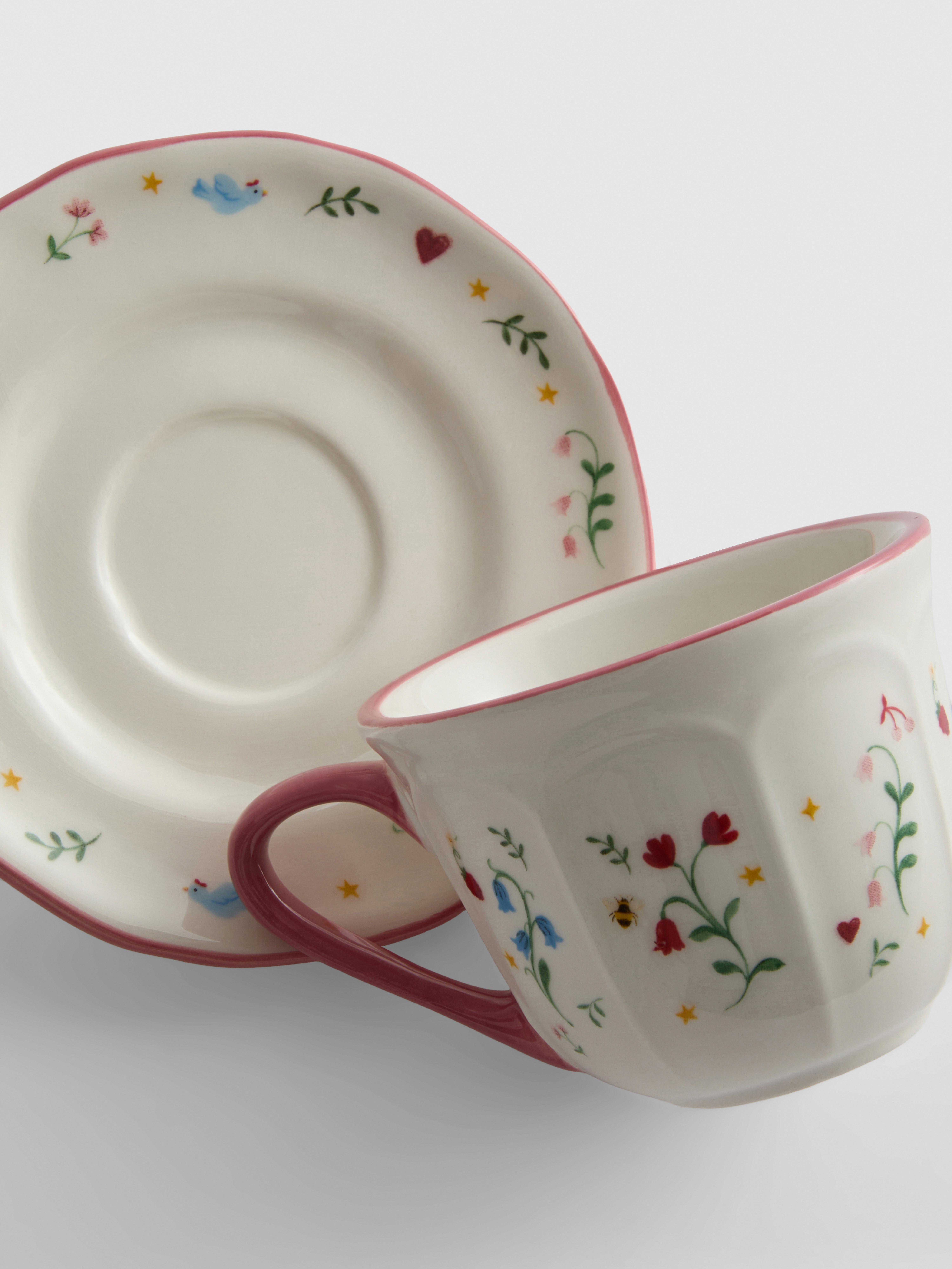Set tazza e piattino floreale