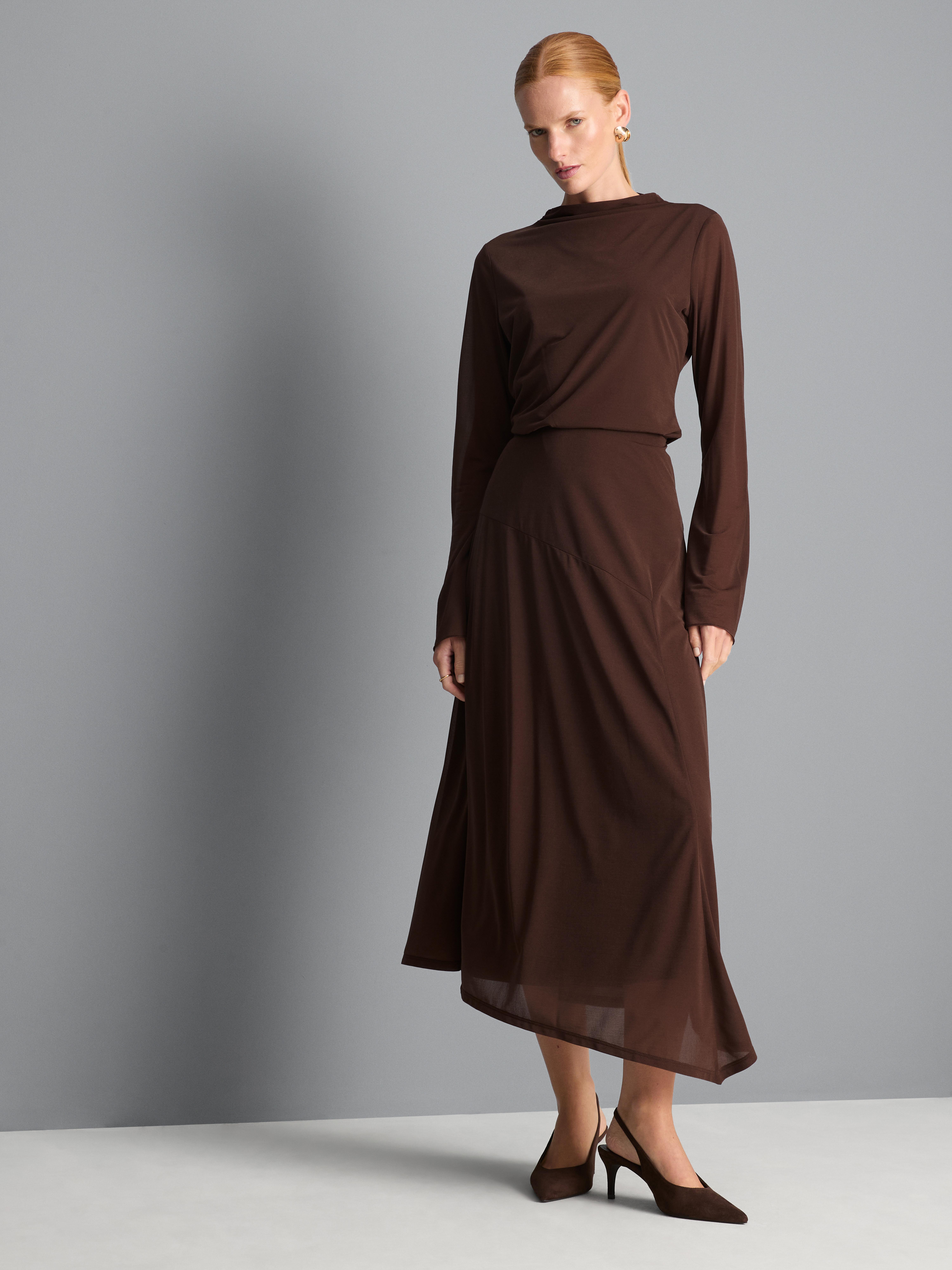 Jersey top met mesh en trompetmouwen