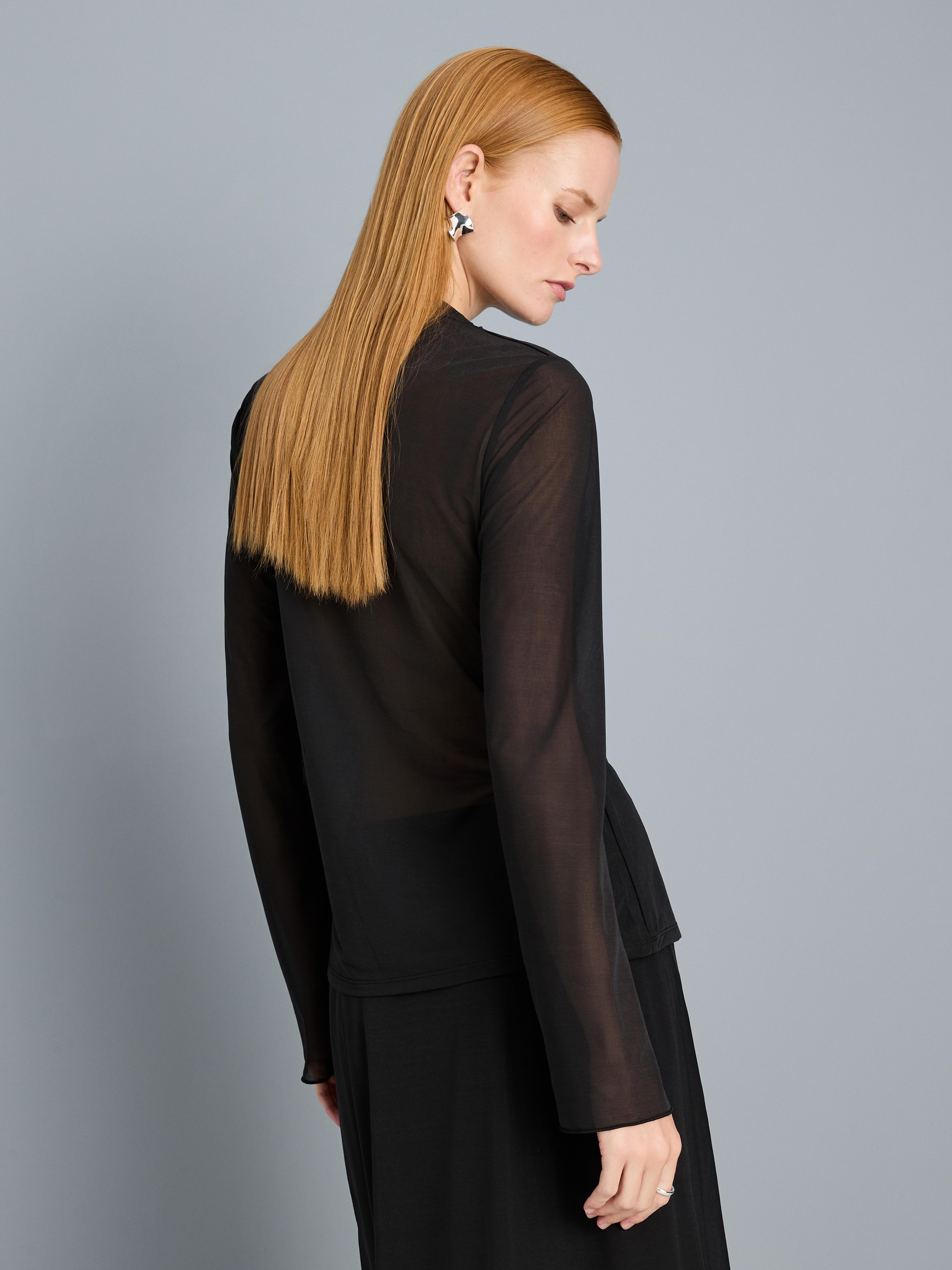 Mesh Jersey Bell-Sleeve Top