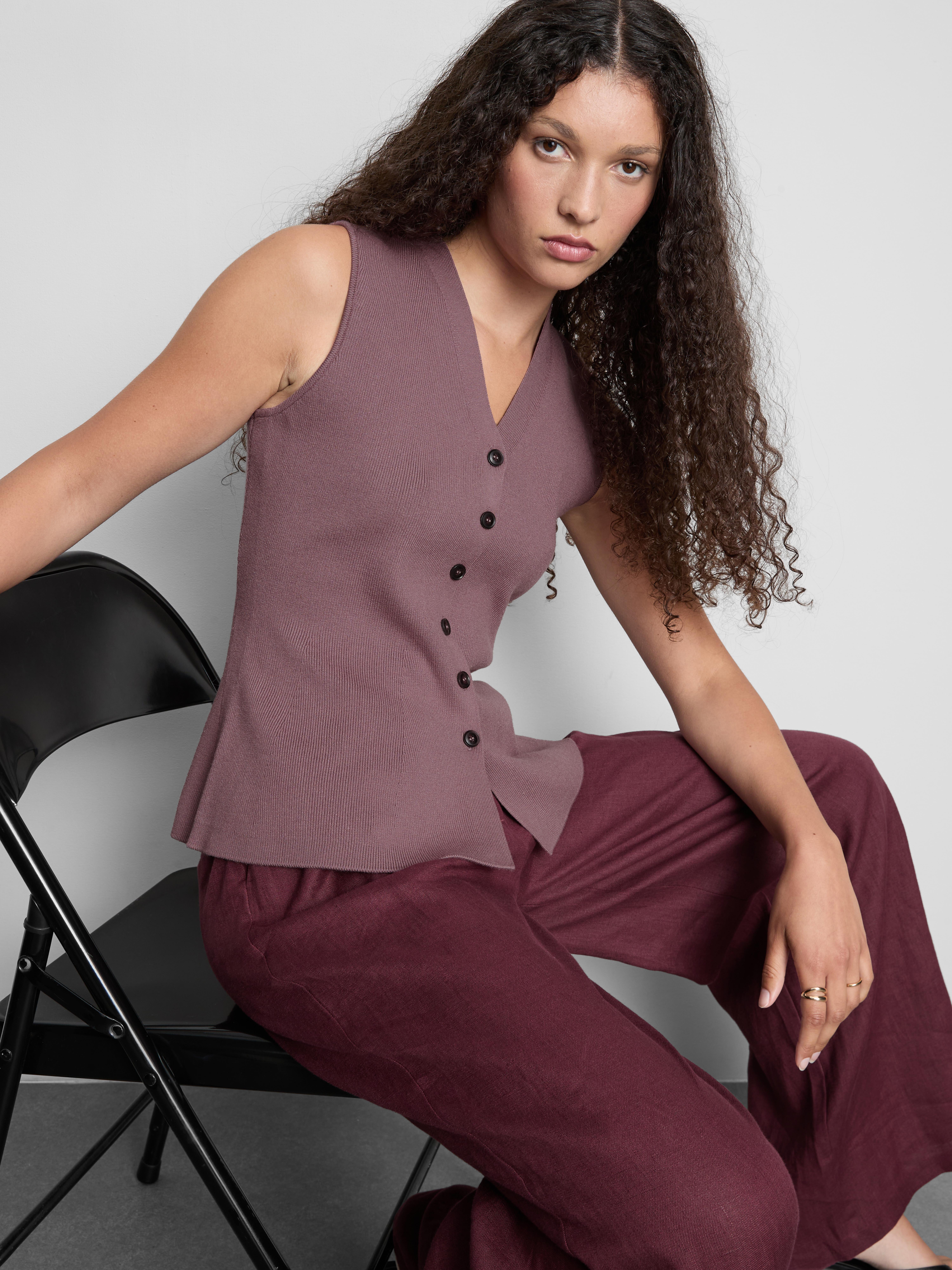 The Edit Knitted Sleeveless Peplum Waistcoat