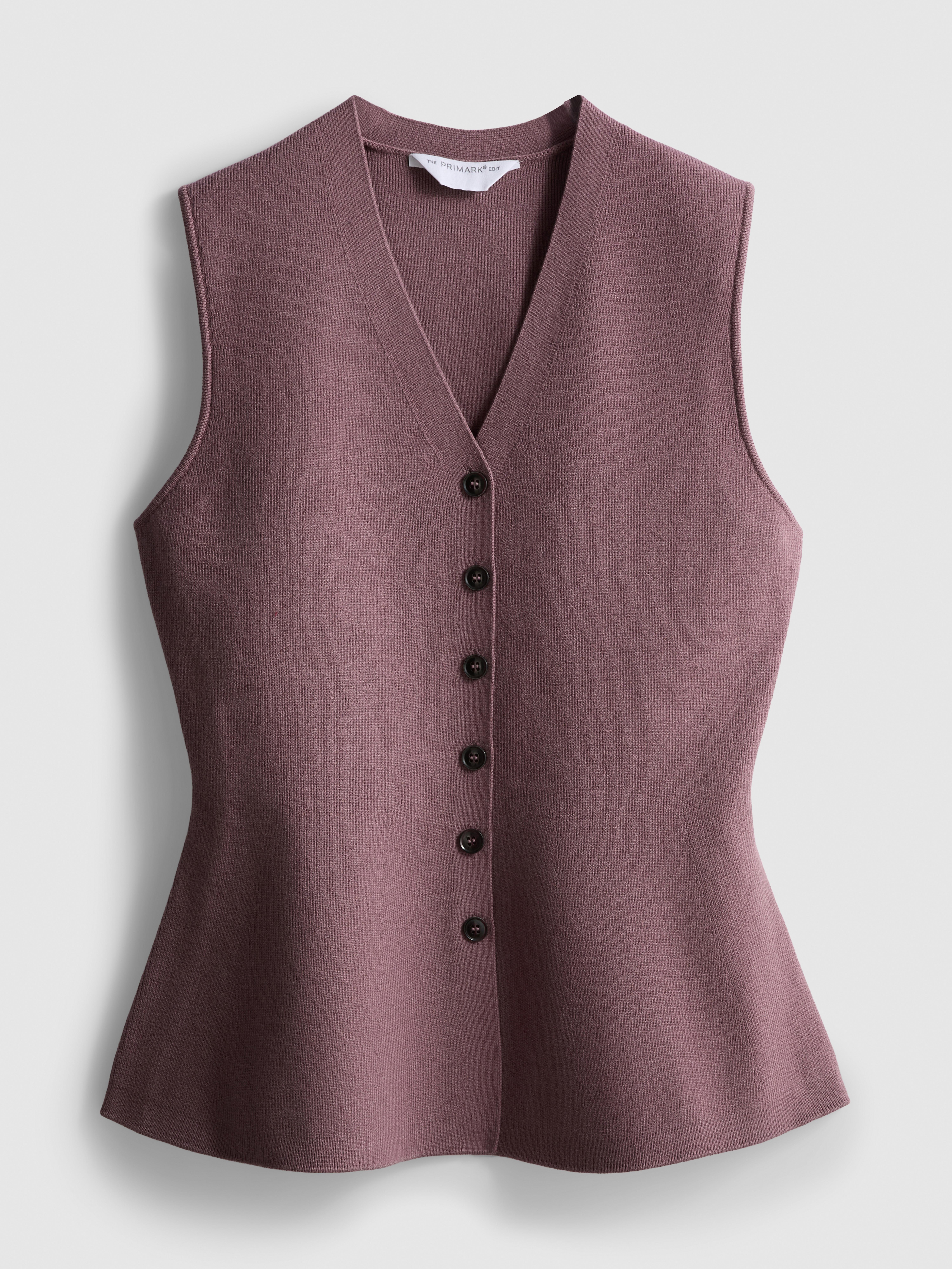 The Edit Knitted Sleeveless Peplum Waistcoat