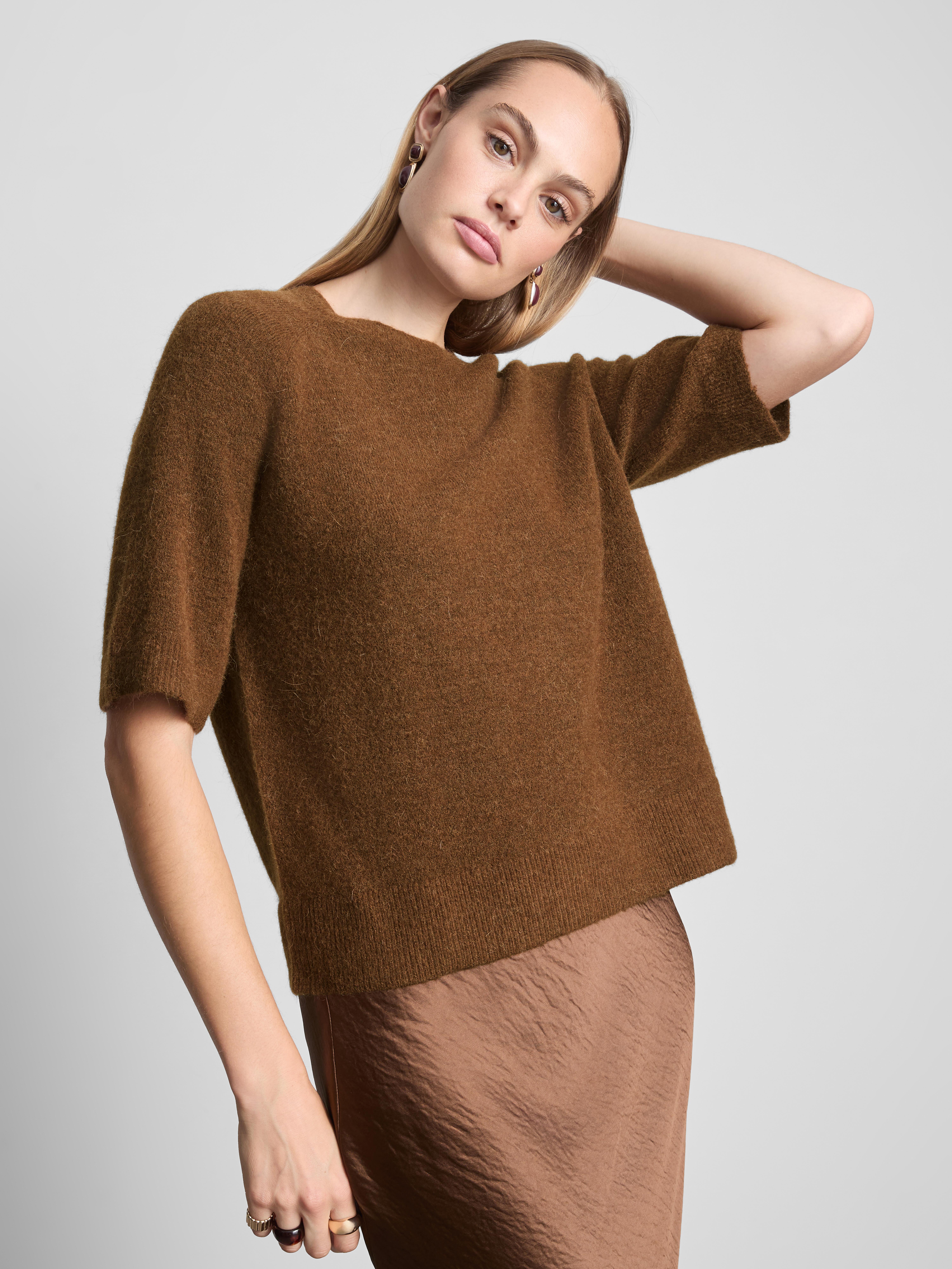 Tricou cu mânecă scurtă din tricot periat The Edit