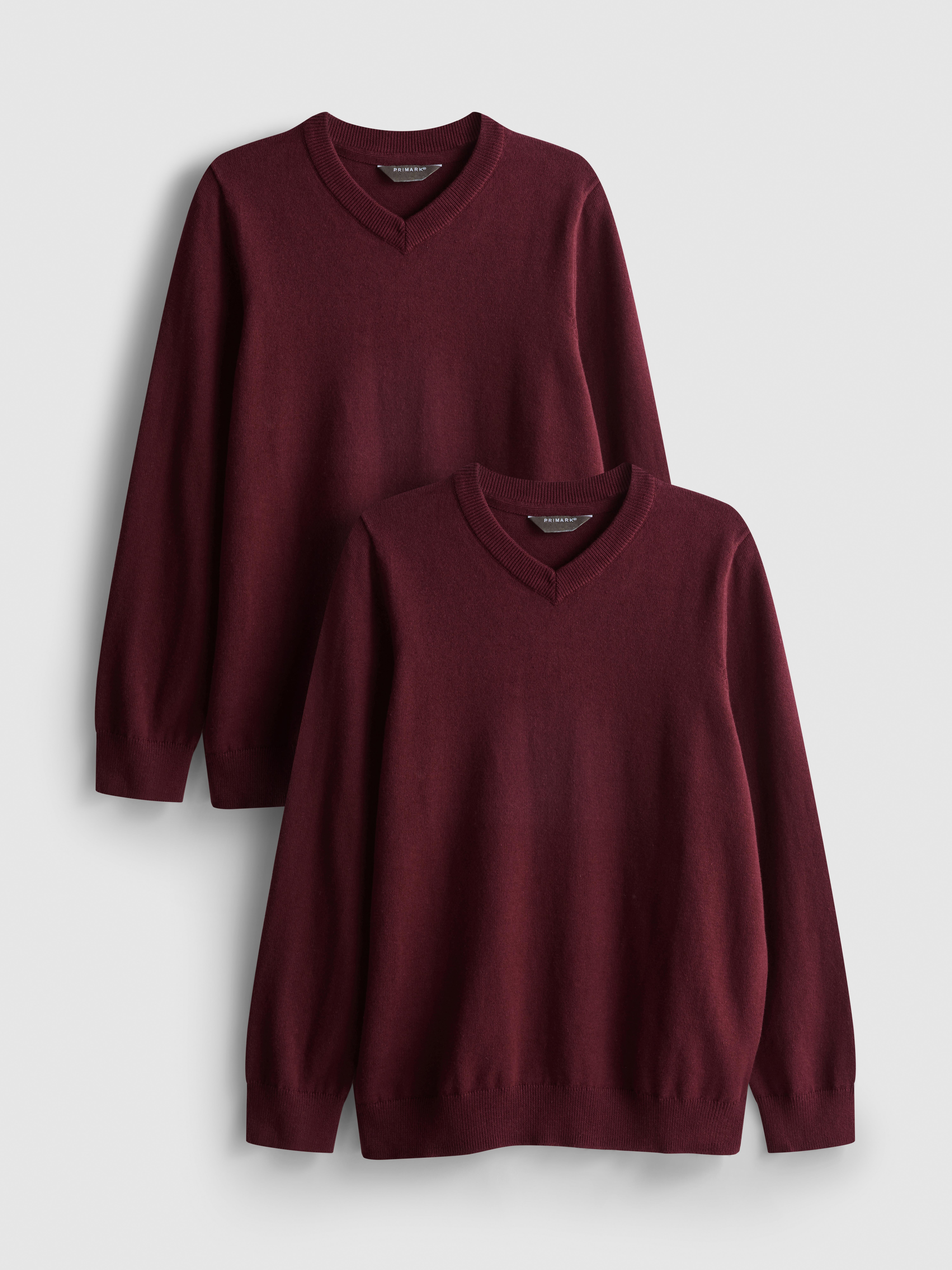 7-15yrs | 2pk Cotton Rich V-Neck School Jumpers