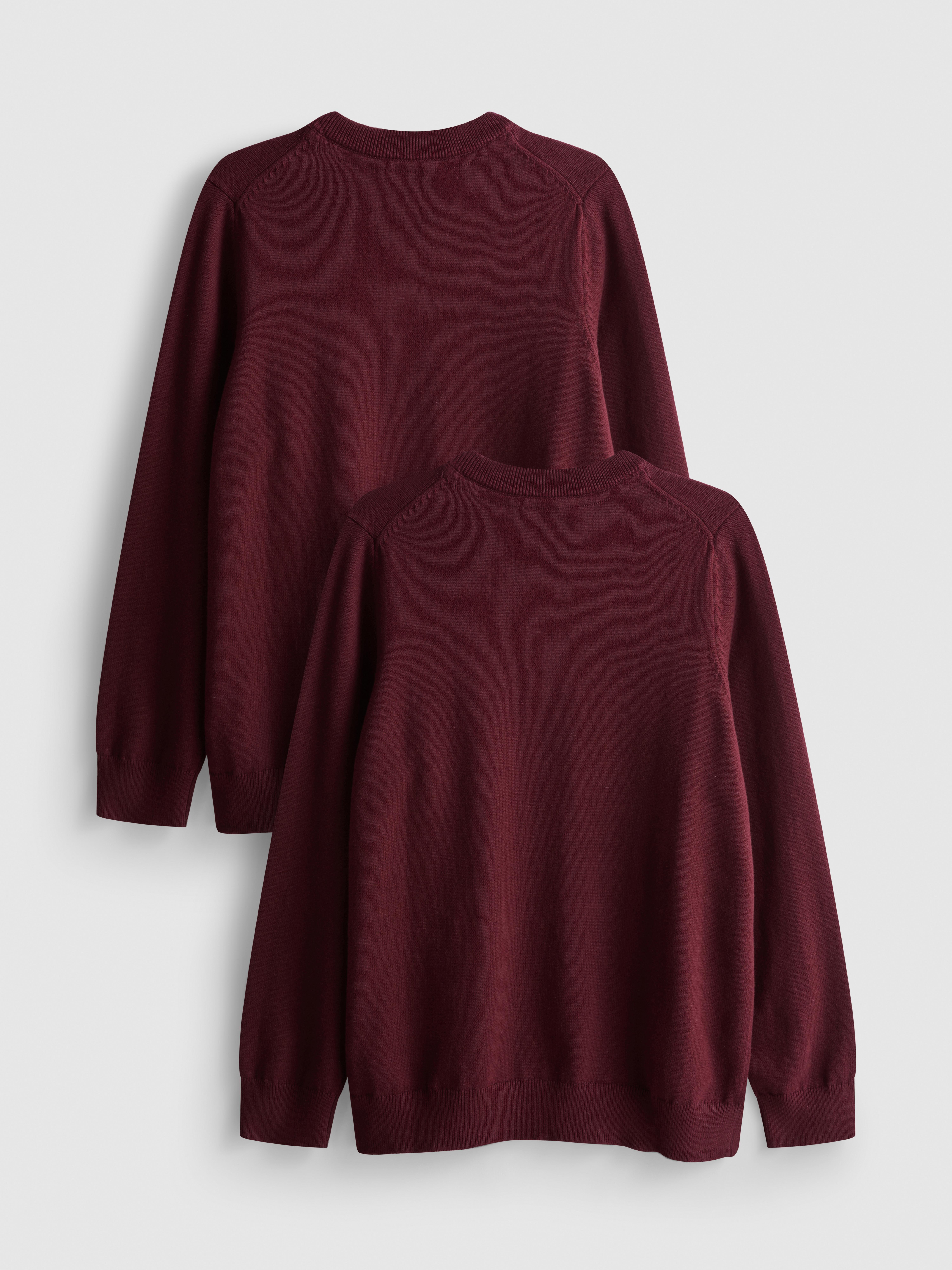 7-15yrs | 2pk Cotton Rich V-Neck School Jumpers