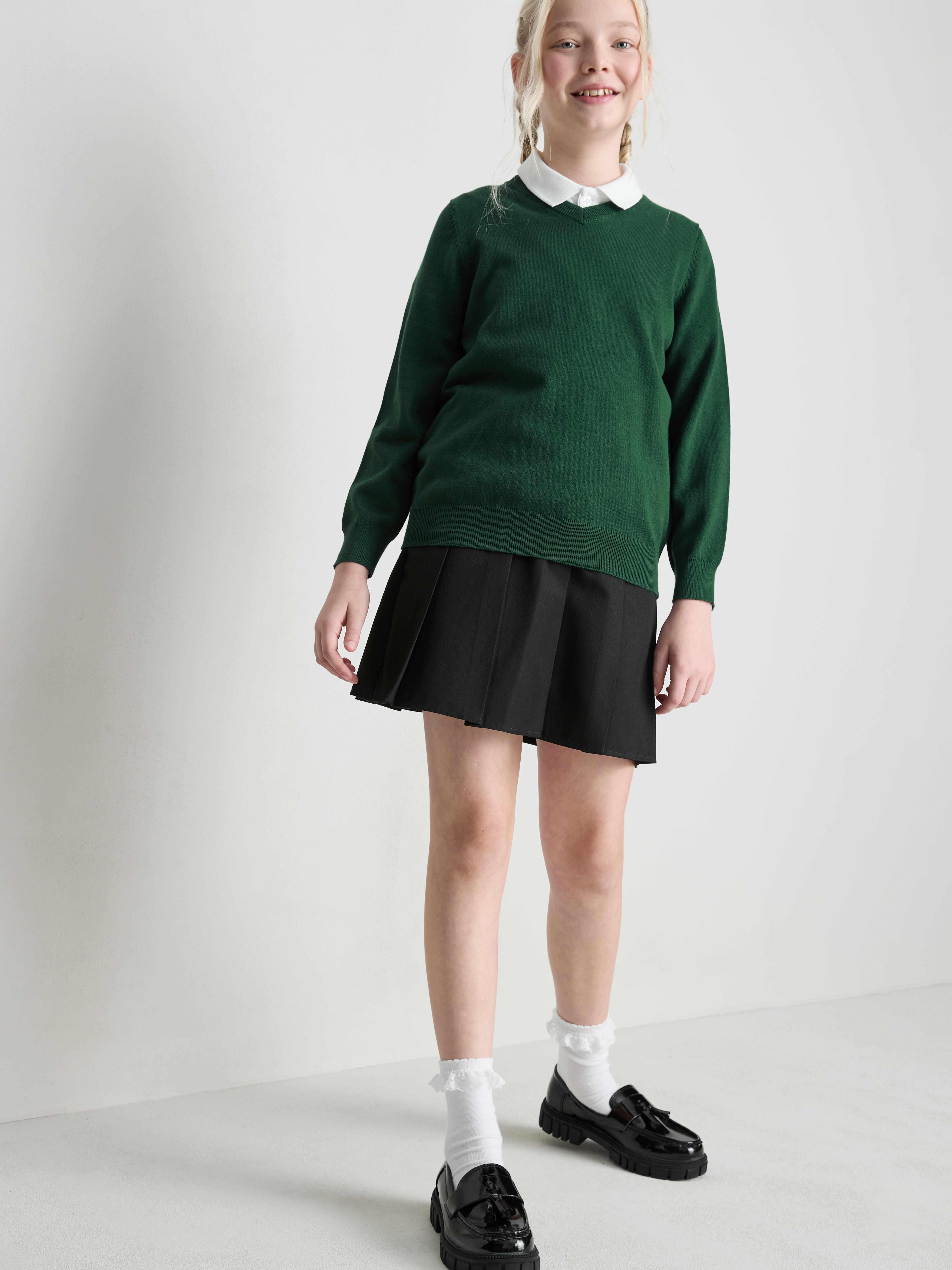 7-15yrs | 2pk Cotton Rich V-Neck School Jumpers