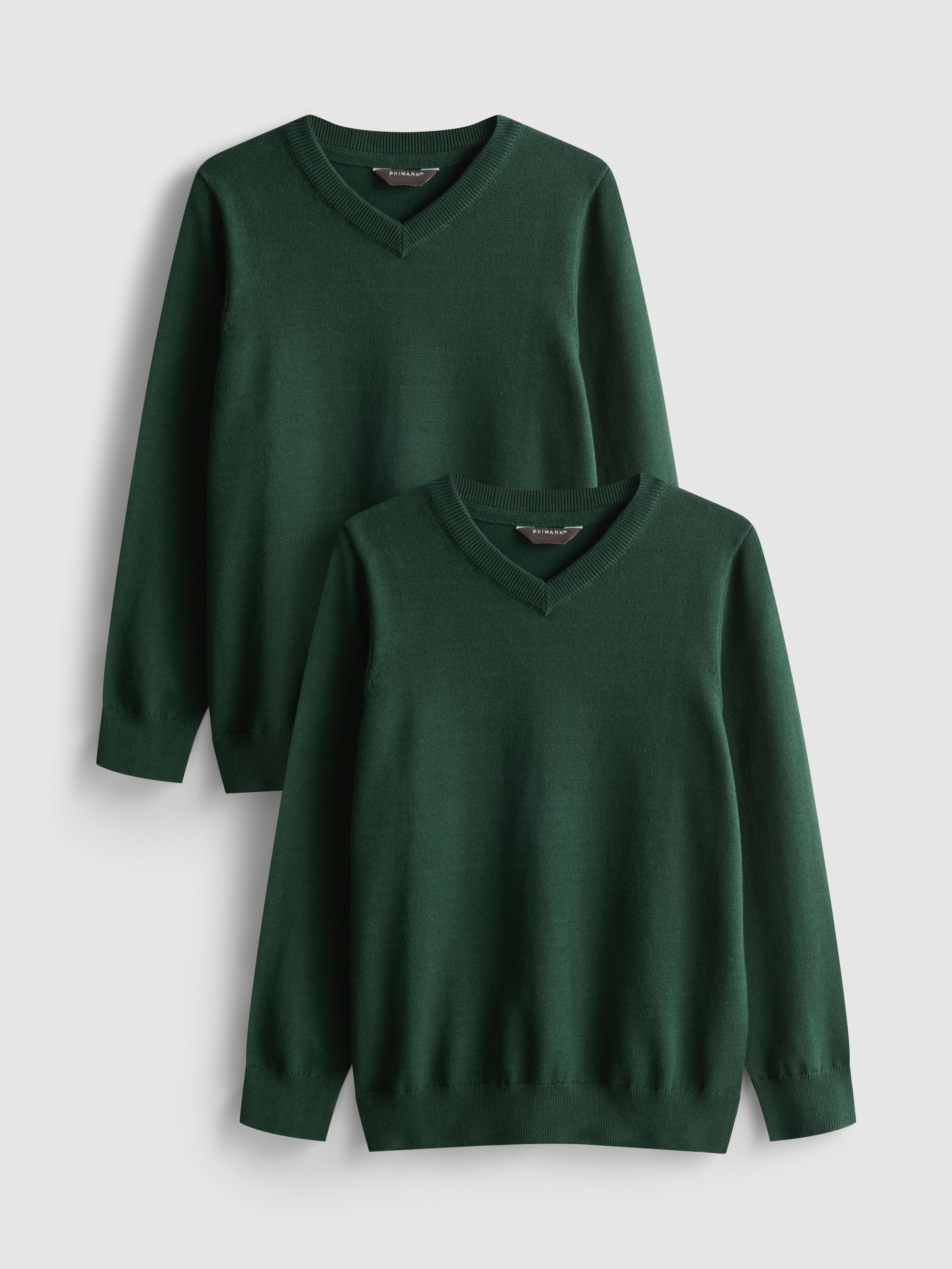 7-15yrs | 2pk Cotton Rich V-Neck School Jumpers