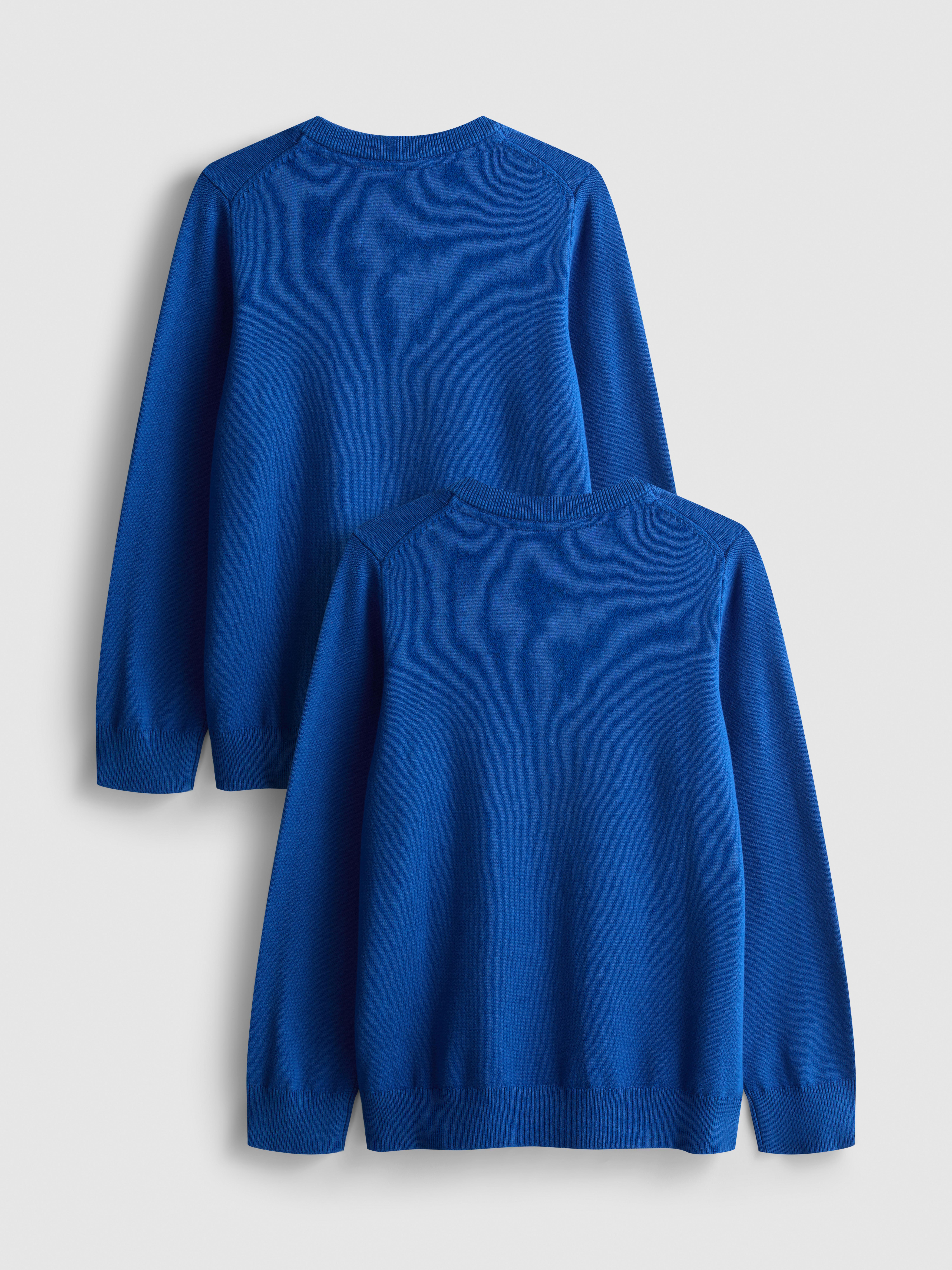 7-15yrs | 2pk Unisex Cotton Rich V-Neck School Jumpers