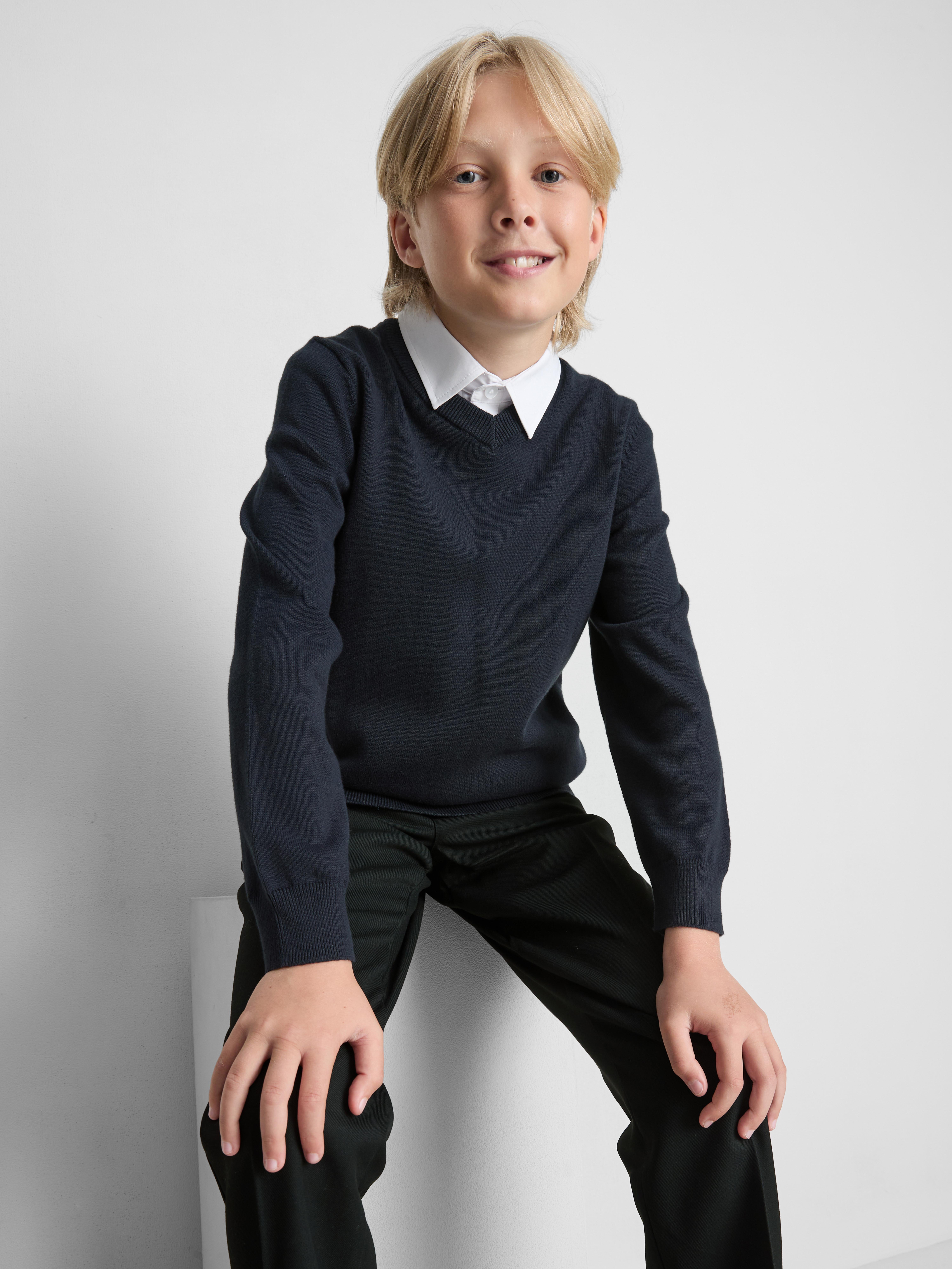 7-15yrs | 2pk Cotton Rich V-Neck School Jumpers