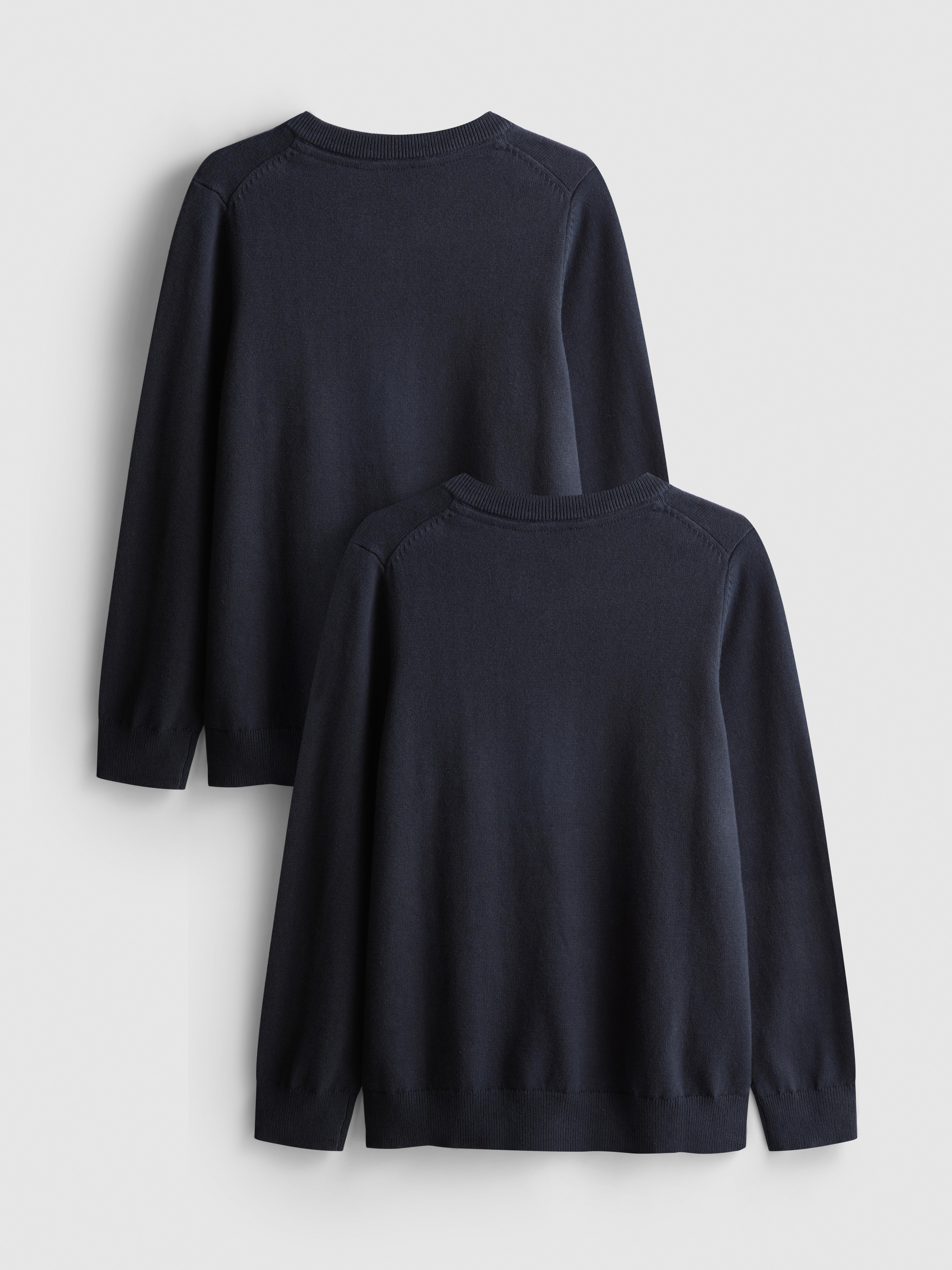 7-15yrs | 2pk Cotton Rich V-Neck School Jumpers