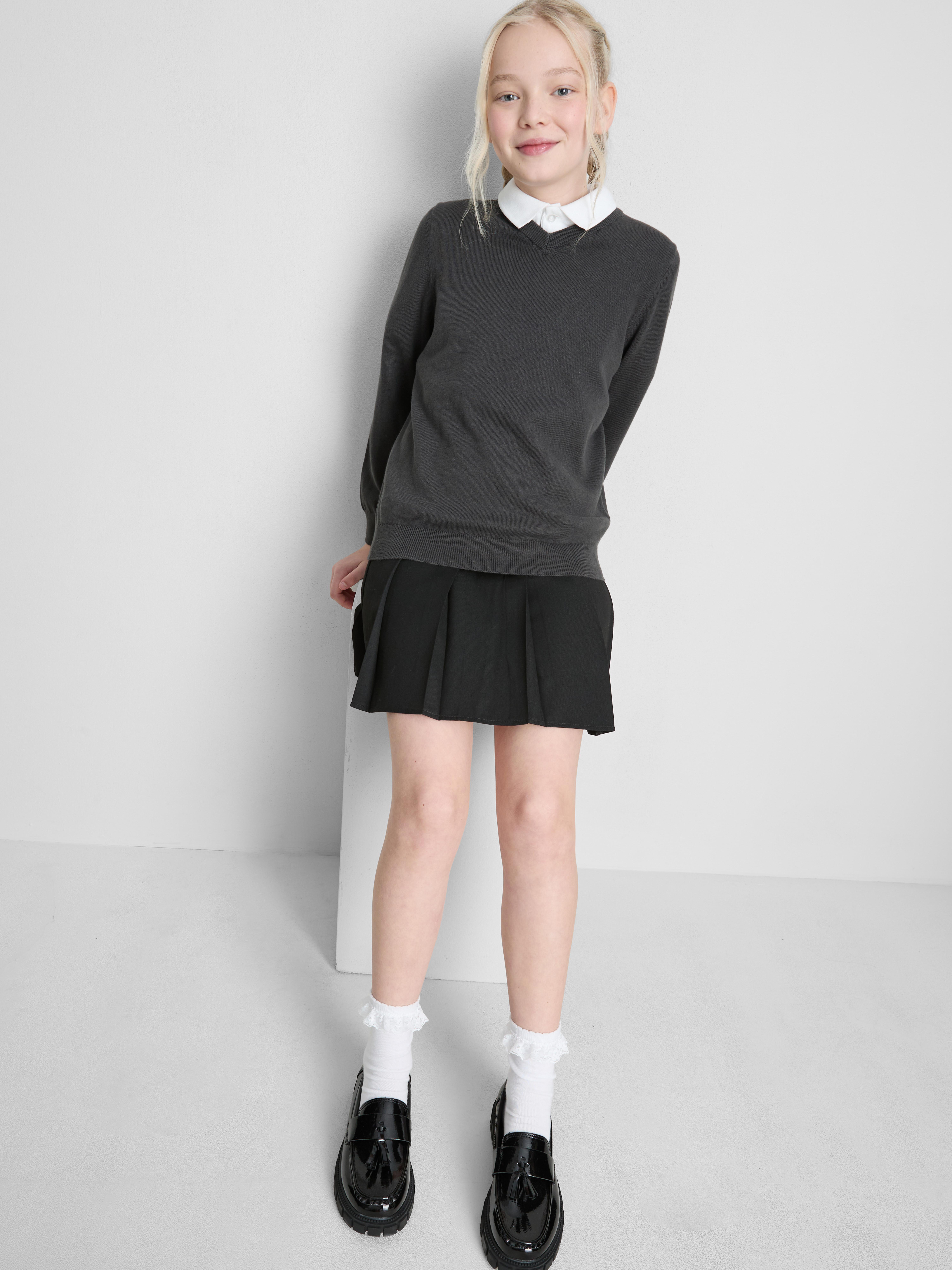 7-15yrs | 2pk Cotton Rich V-Neck School Jumpers