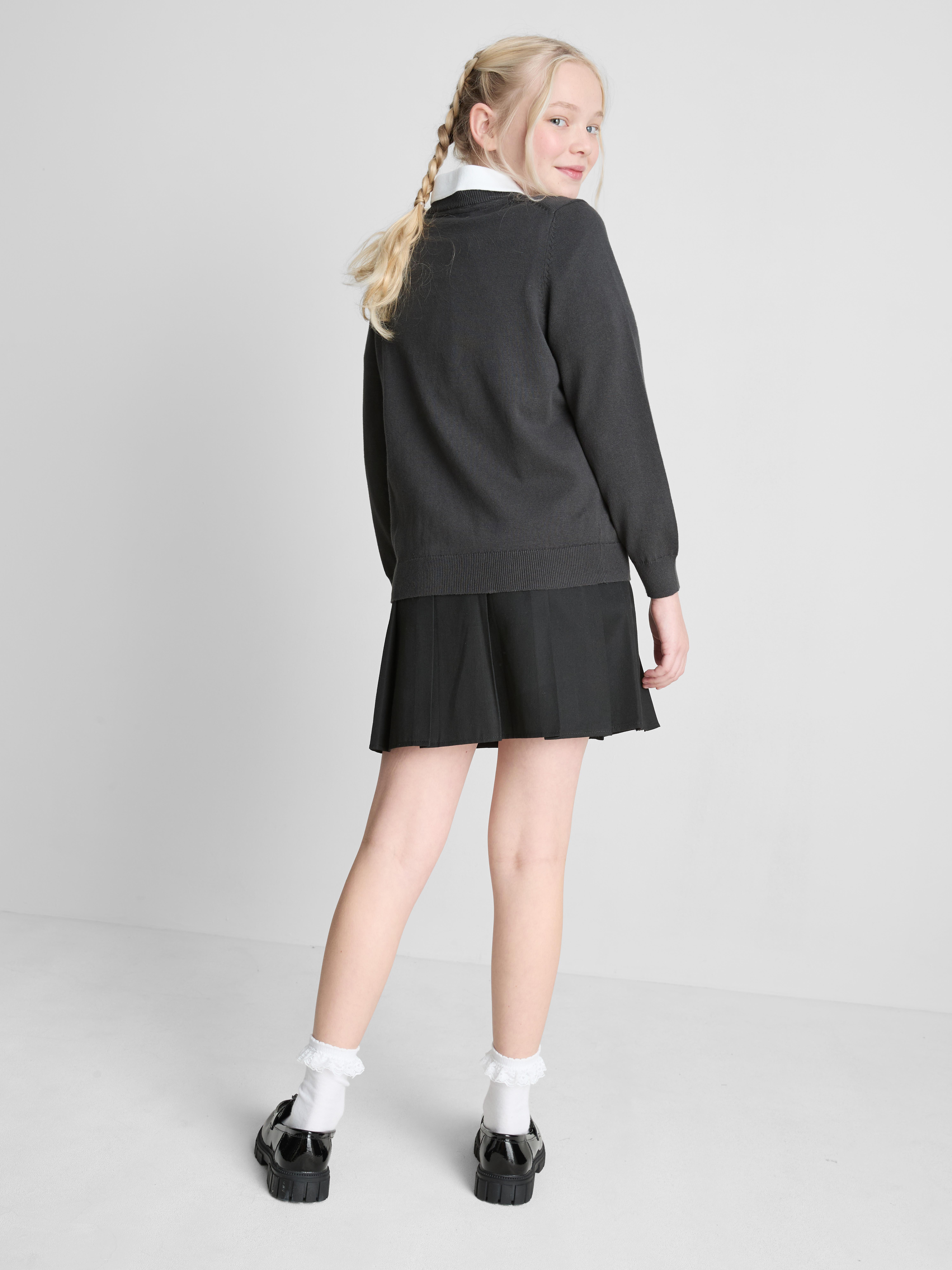 7-15yrs | 2pk Unisex Cotton Rich V-Neck School Jumpers