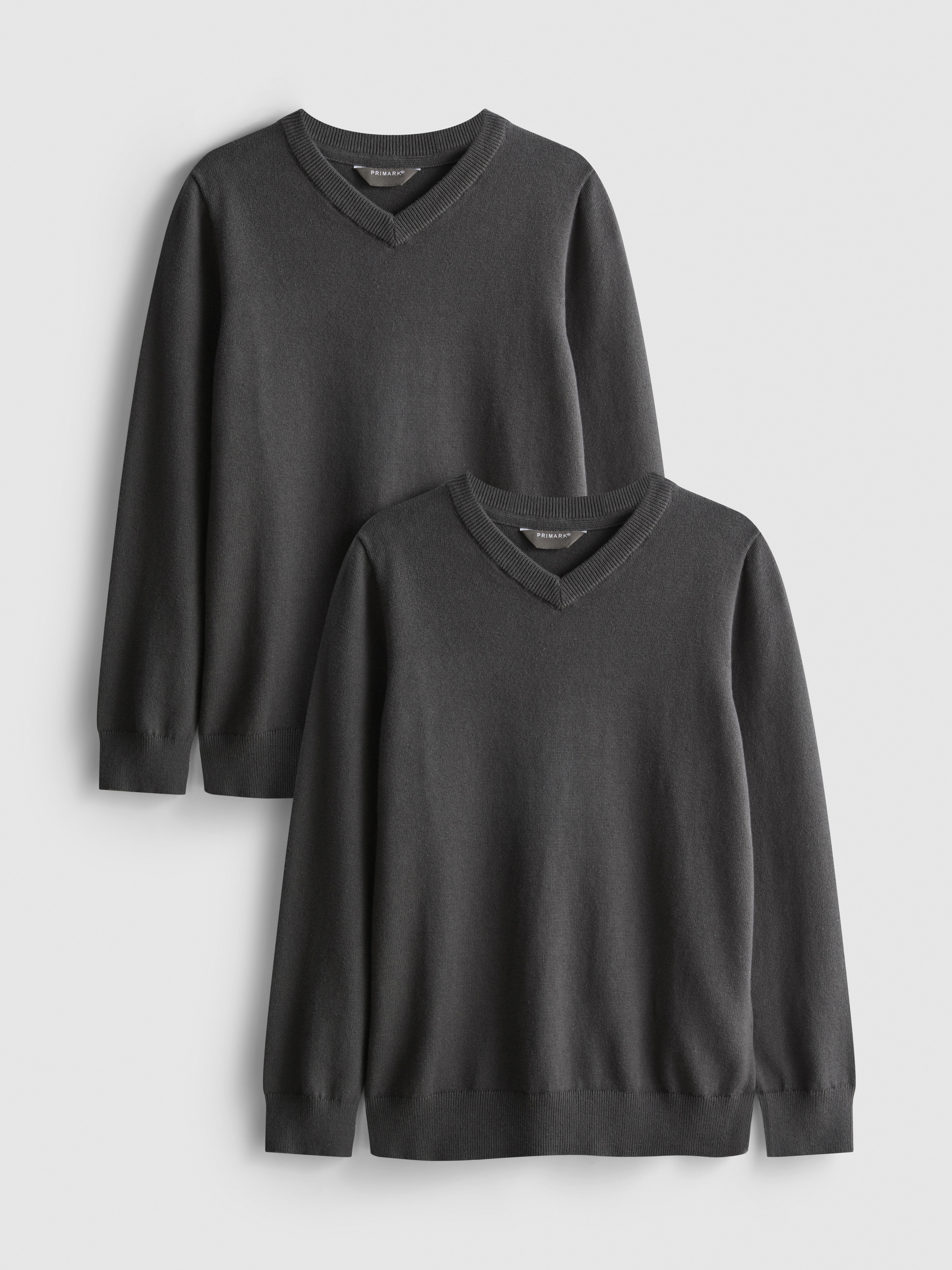 7-15yrs | 2pk Unisex Cotton Rich V-Neck School Jumpers