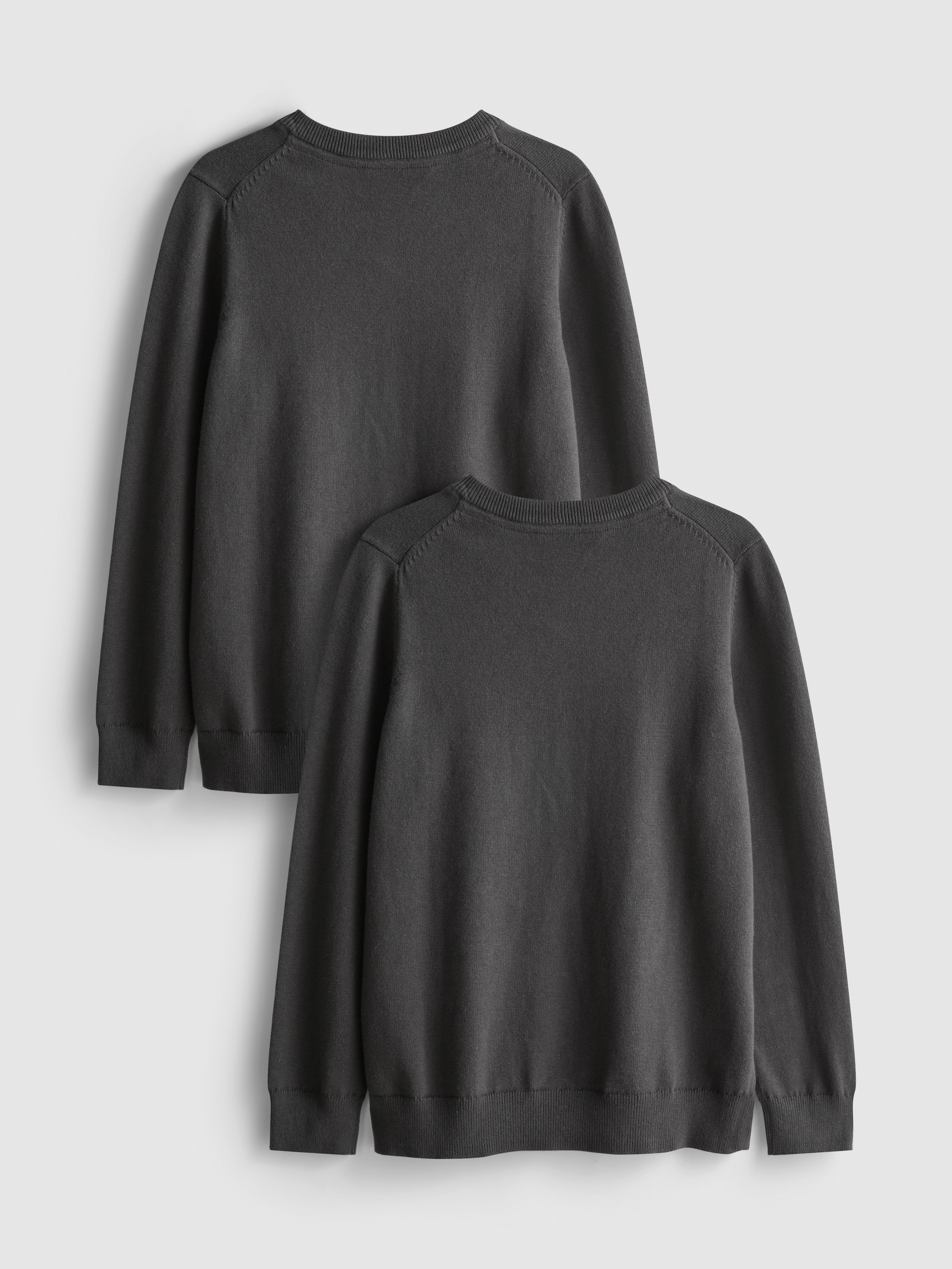 7-15yrs | 2pk Unisex Cotton Rich V-Neck School Jumpers