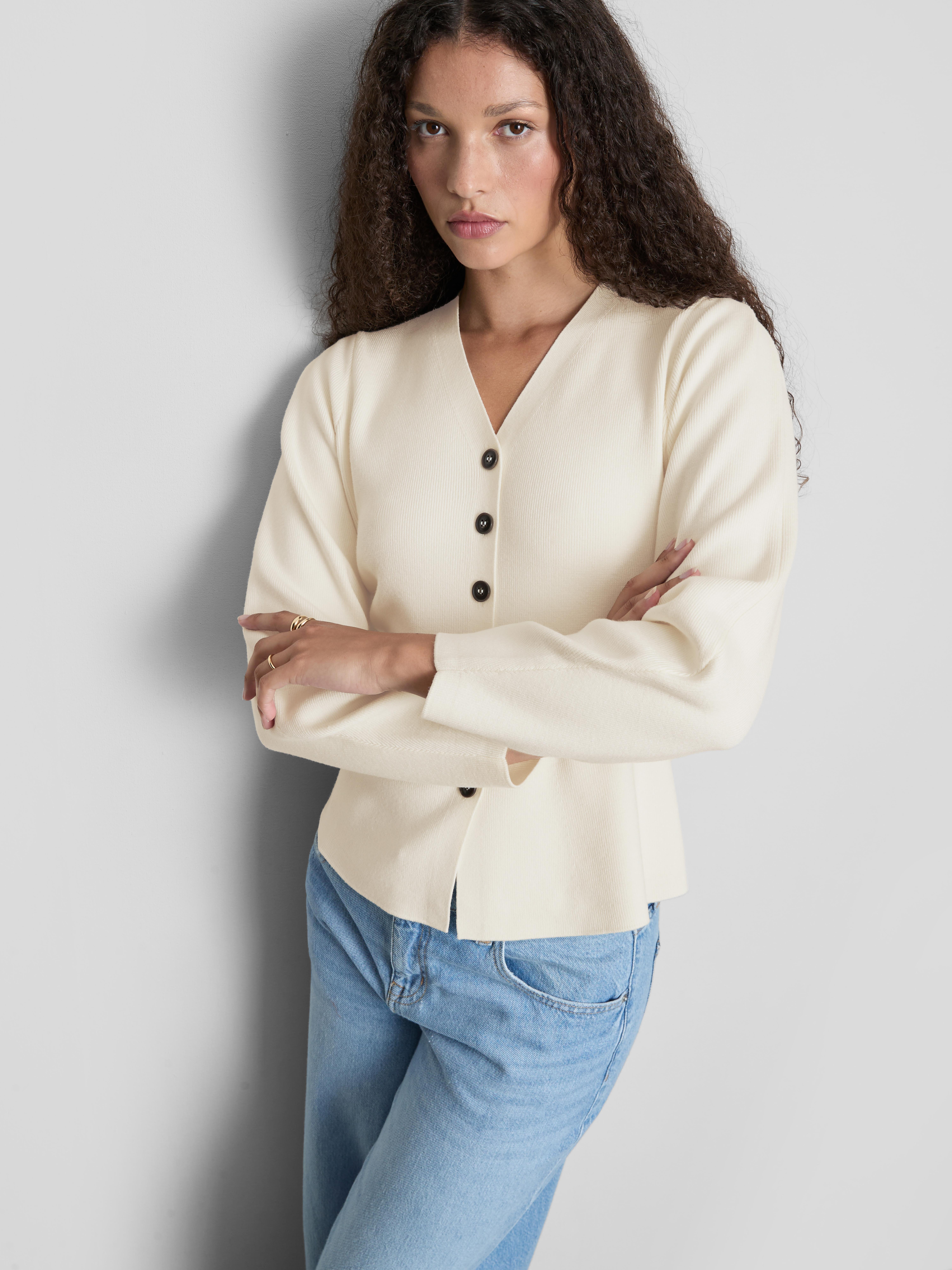 Gestructureerd vest met V-hals The Edit