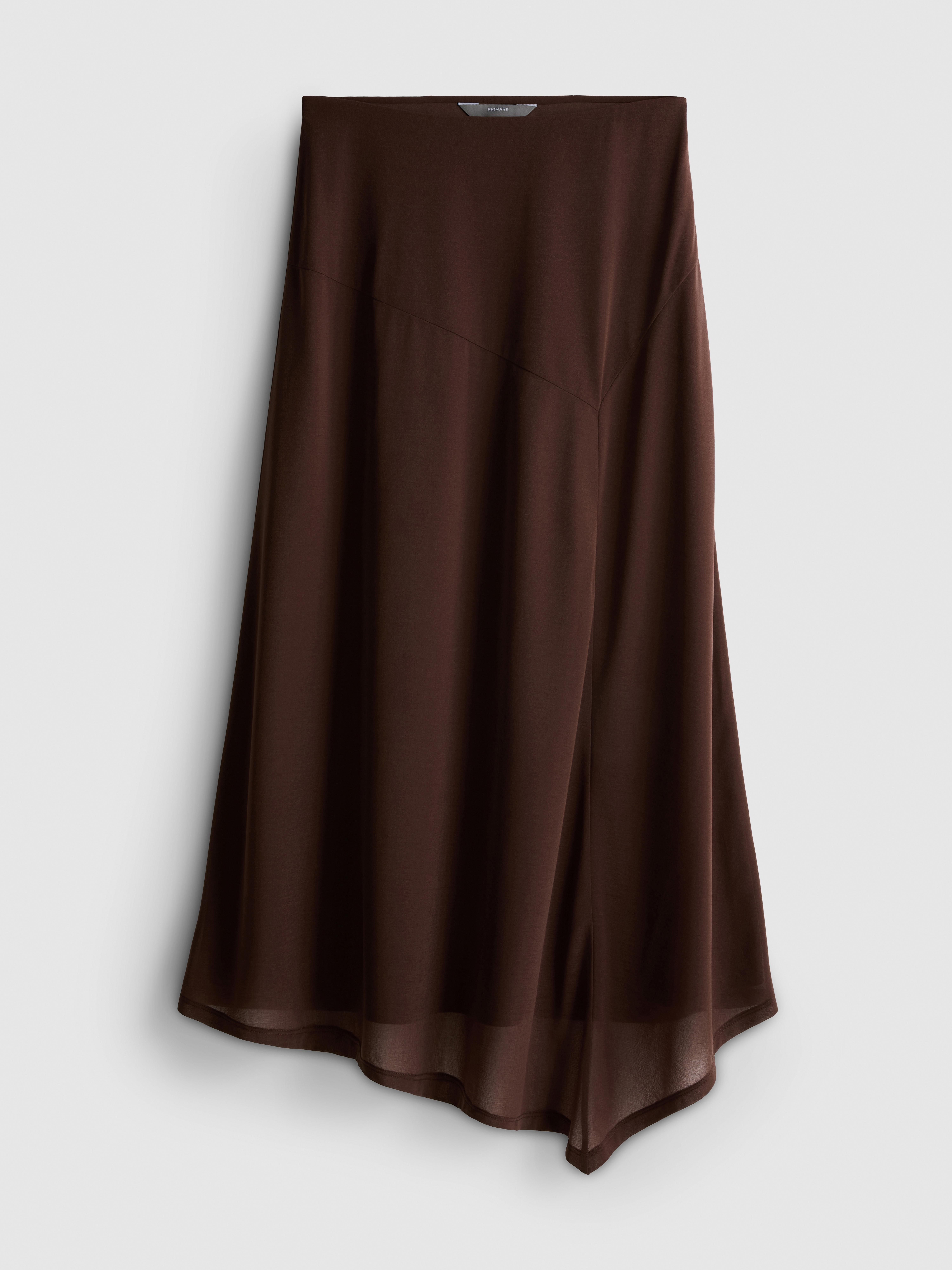 Mesh Jersey Asymmetric Midi Skirt