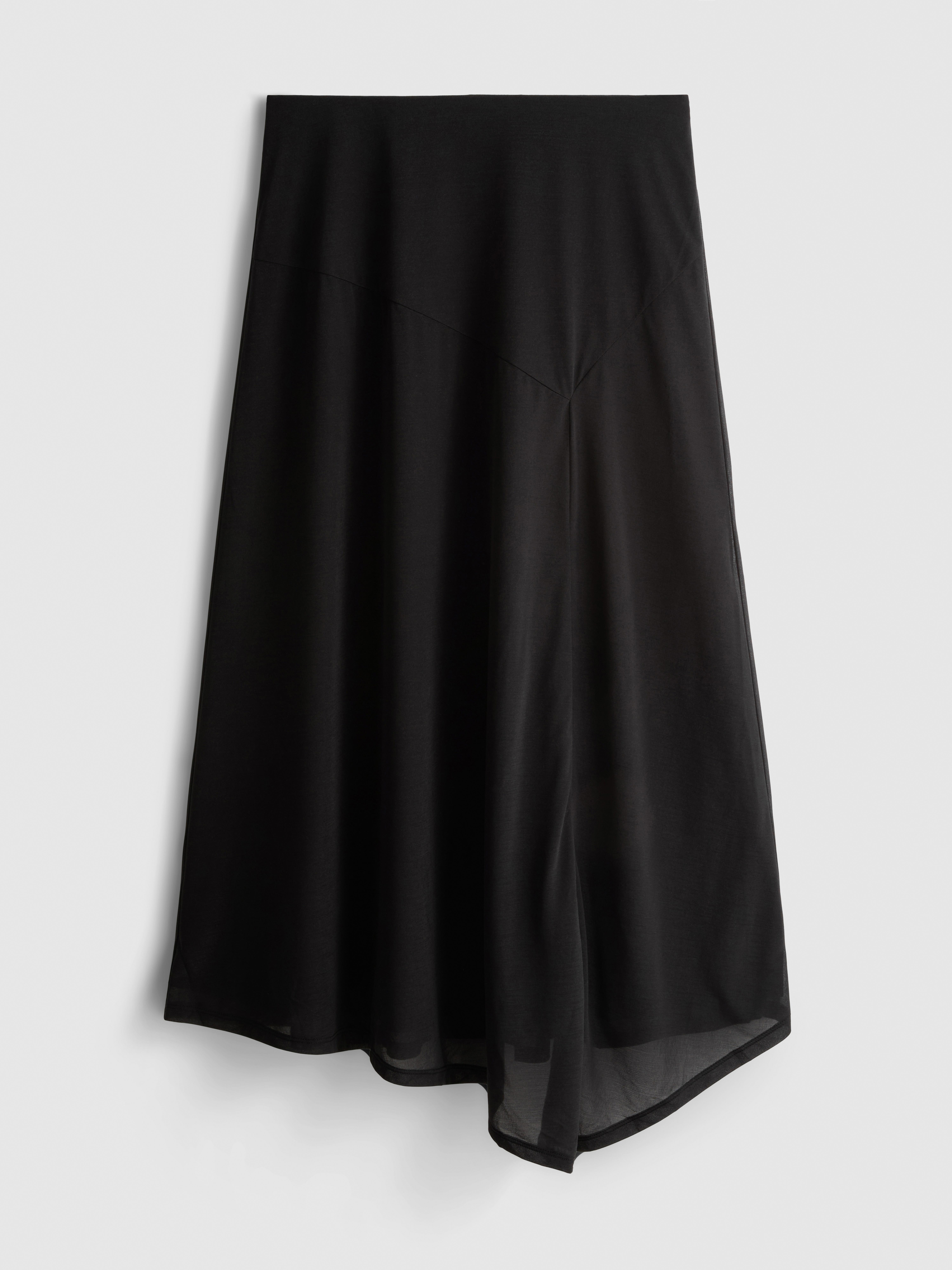 Mesh Jersey Asymmetric Midi Skirt
