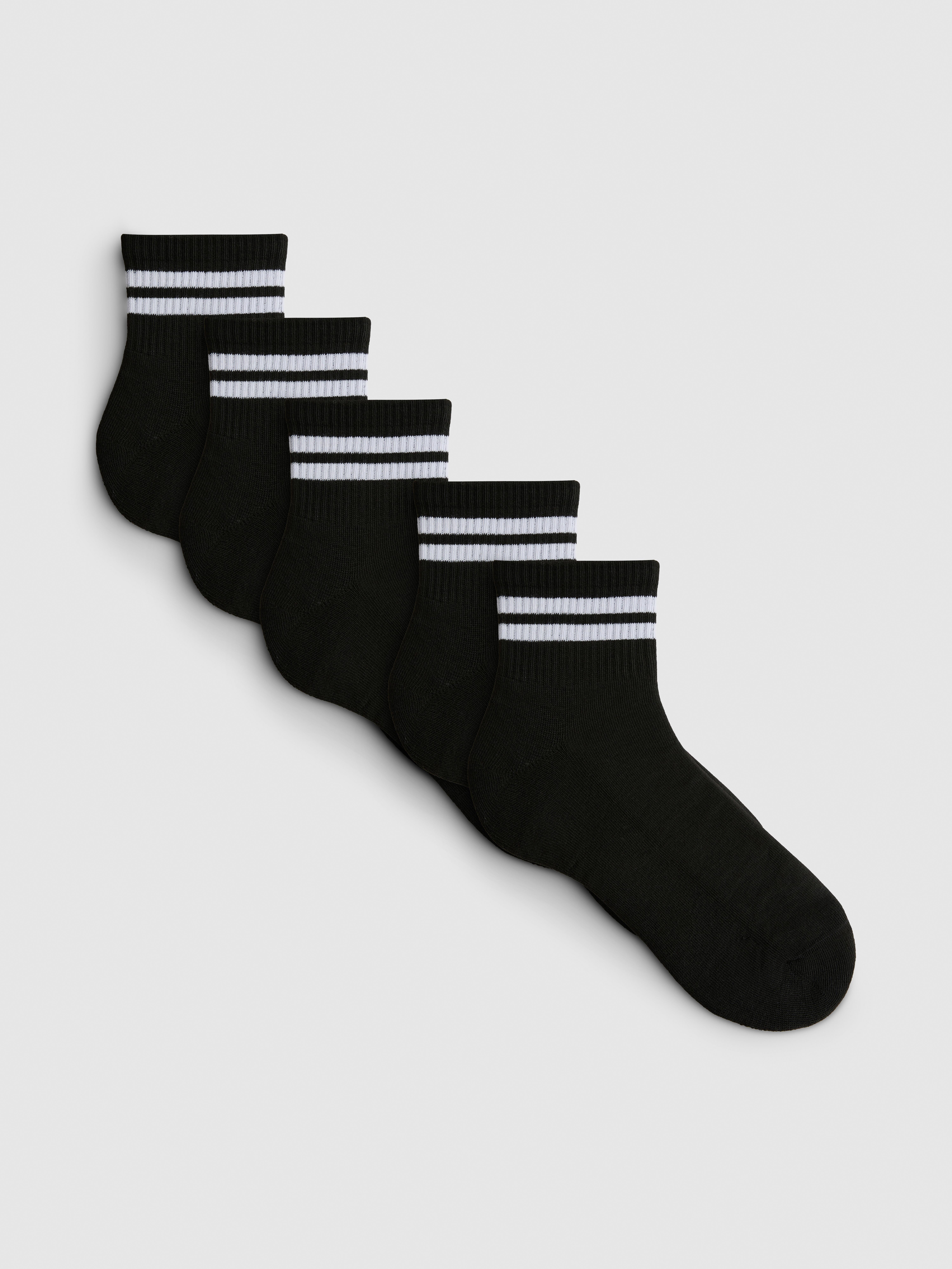 5pk Stripe Quarter Socks