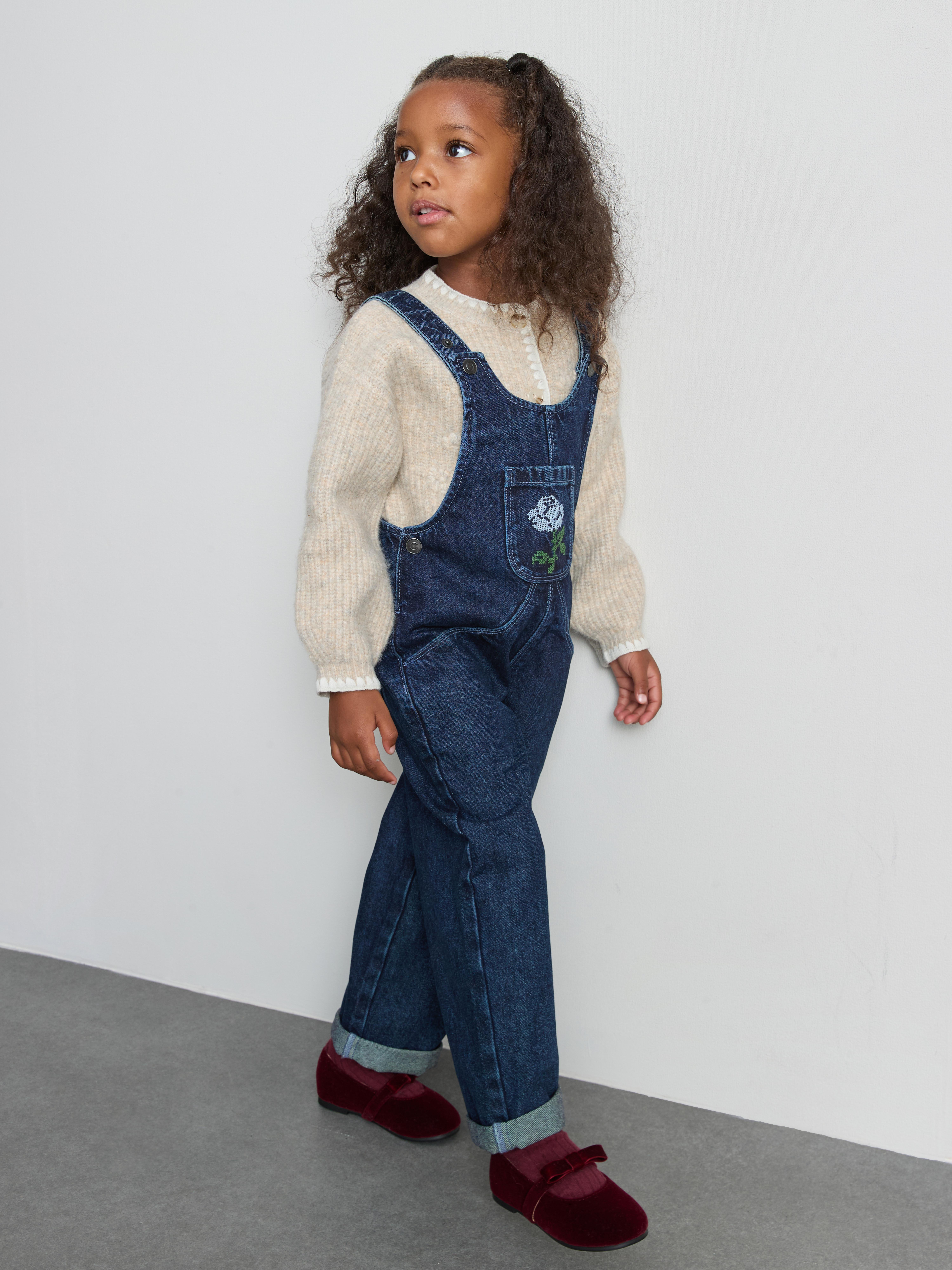 1-9yrs | The Edit Pure Cotton Barrel Leg Denim Overalls