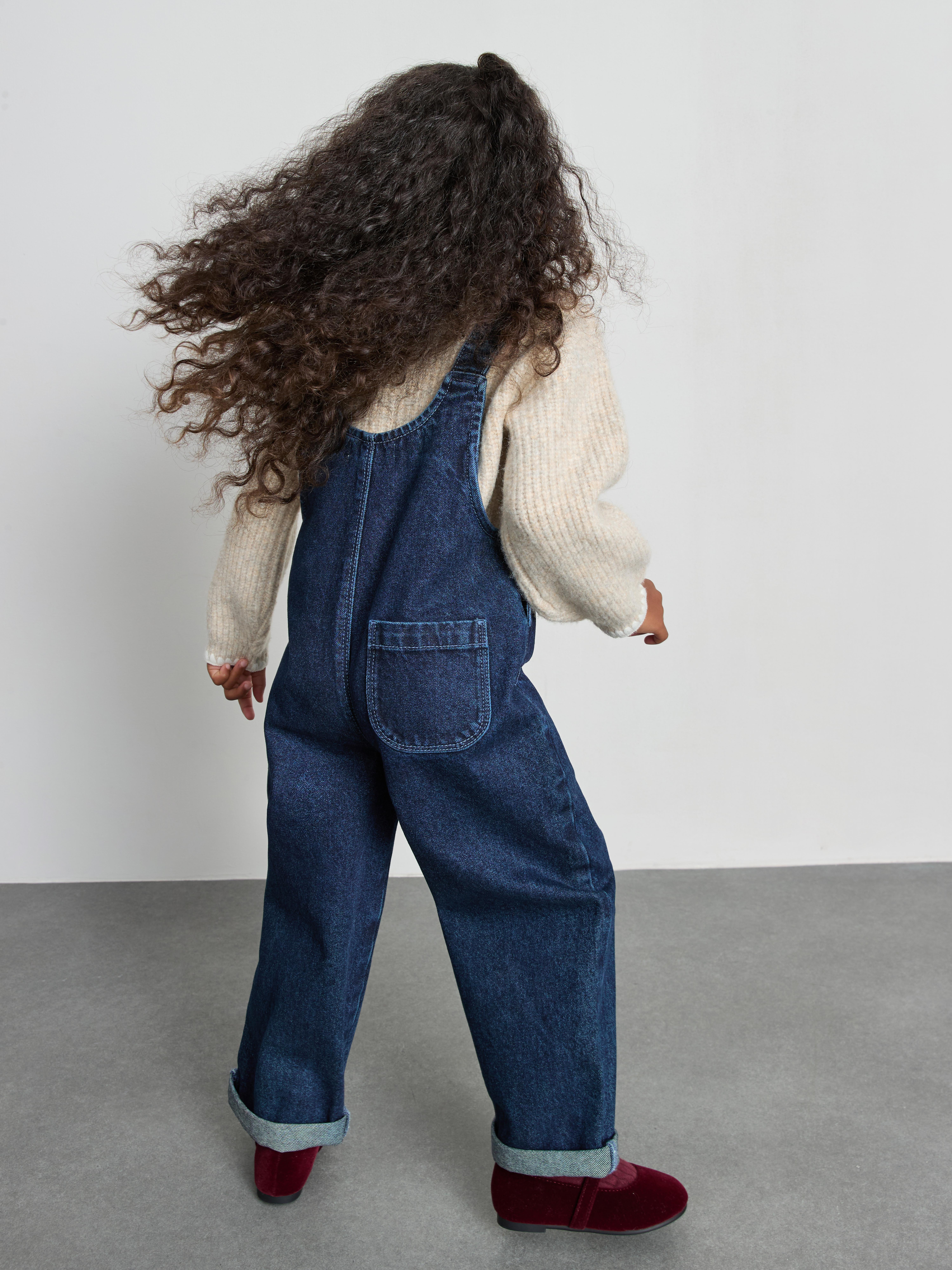 1-9yrs | The Edit Pure Cotton Barrel Leg Denim Overalls