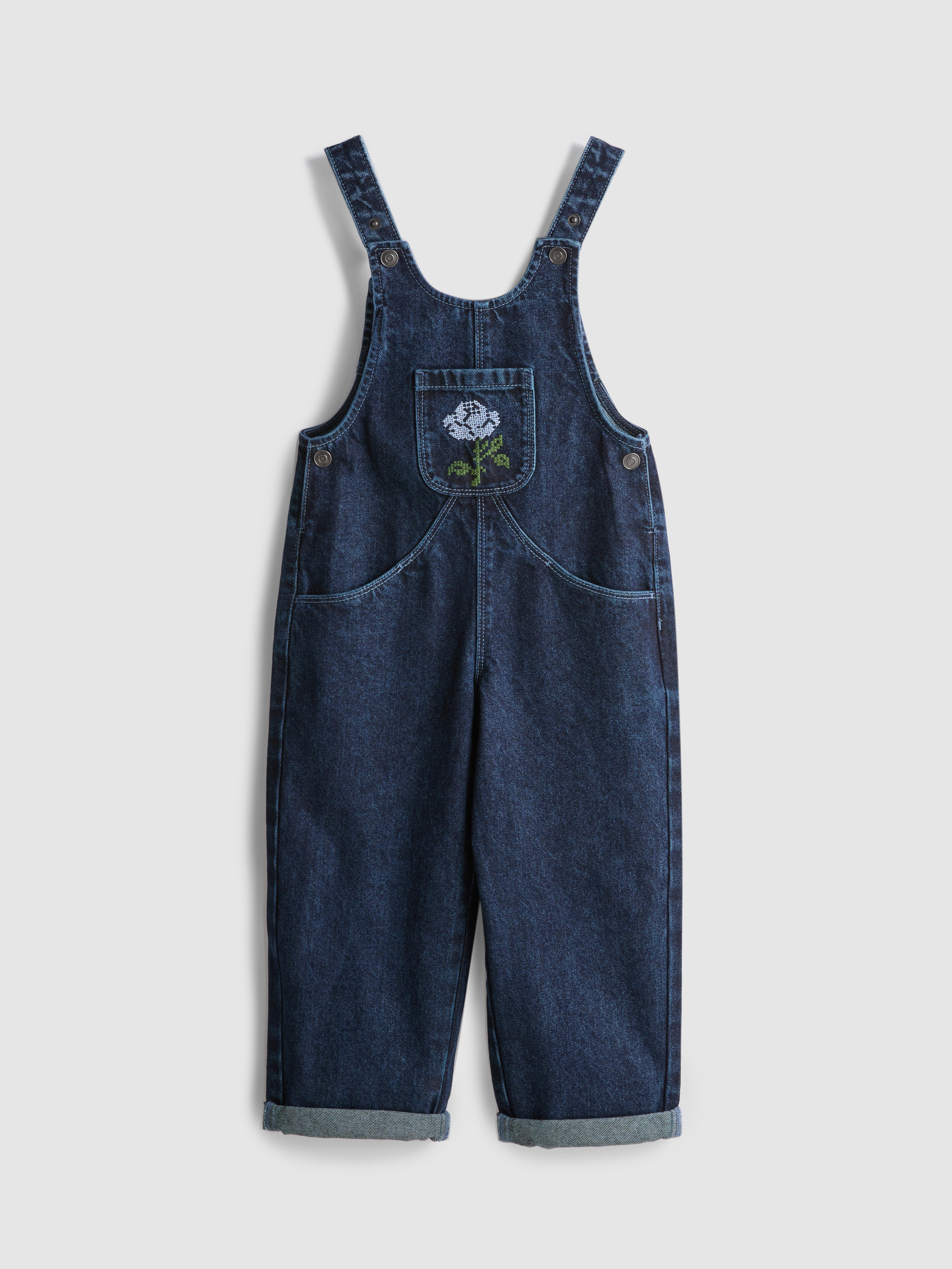 1-9yrs | The Edit Pure Cotton Barrel Leg Denim Overalls