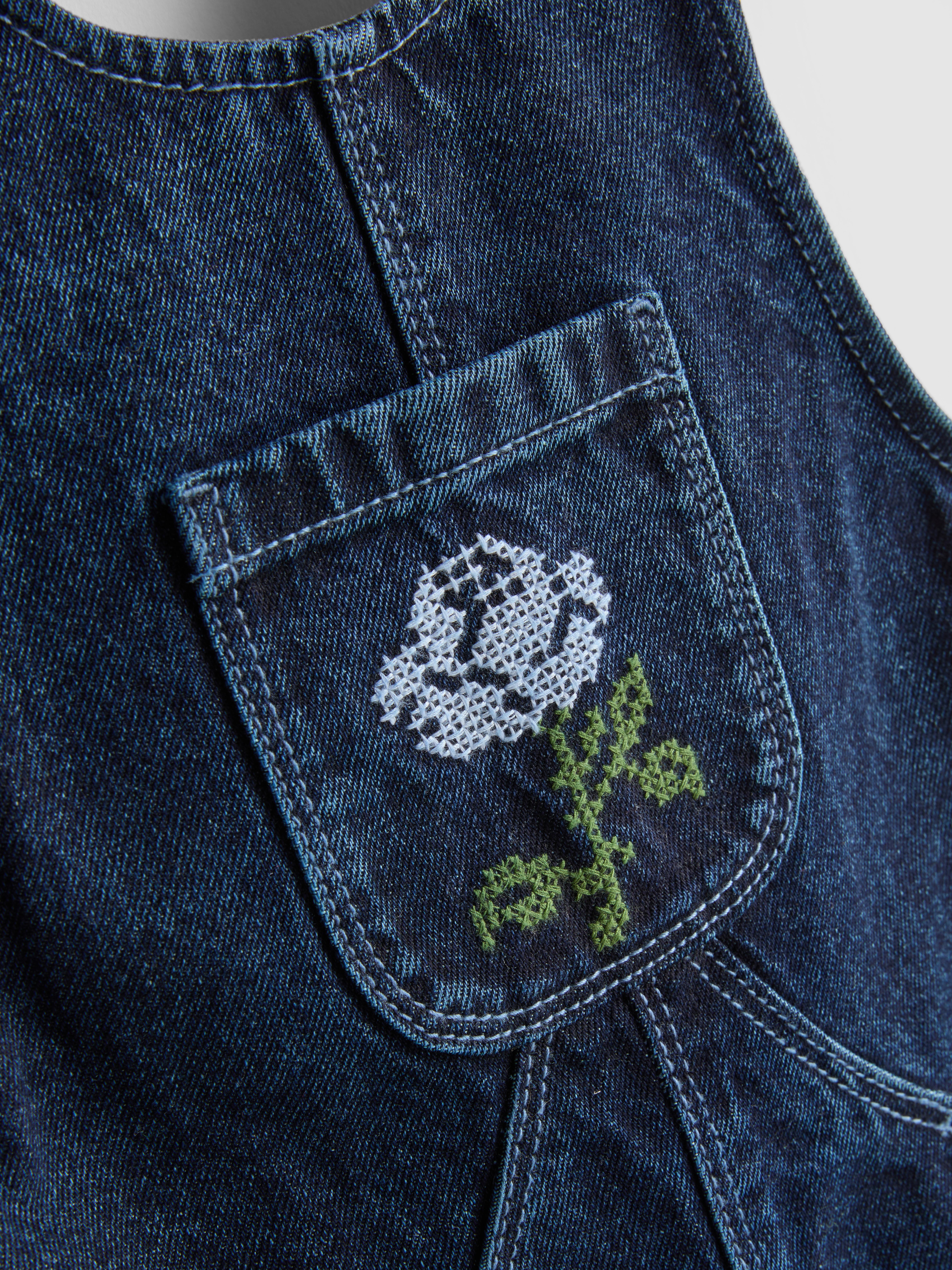 1-9yrs | The Edit Pure Cotton Barrel Leg Denim Overalls