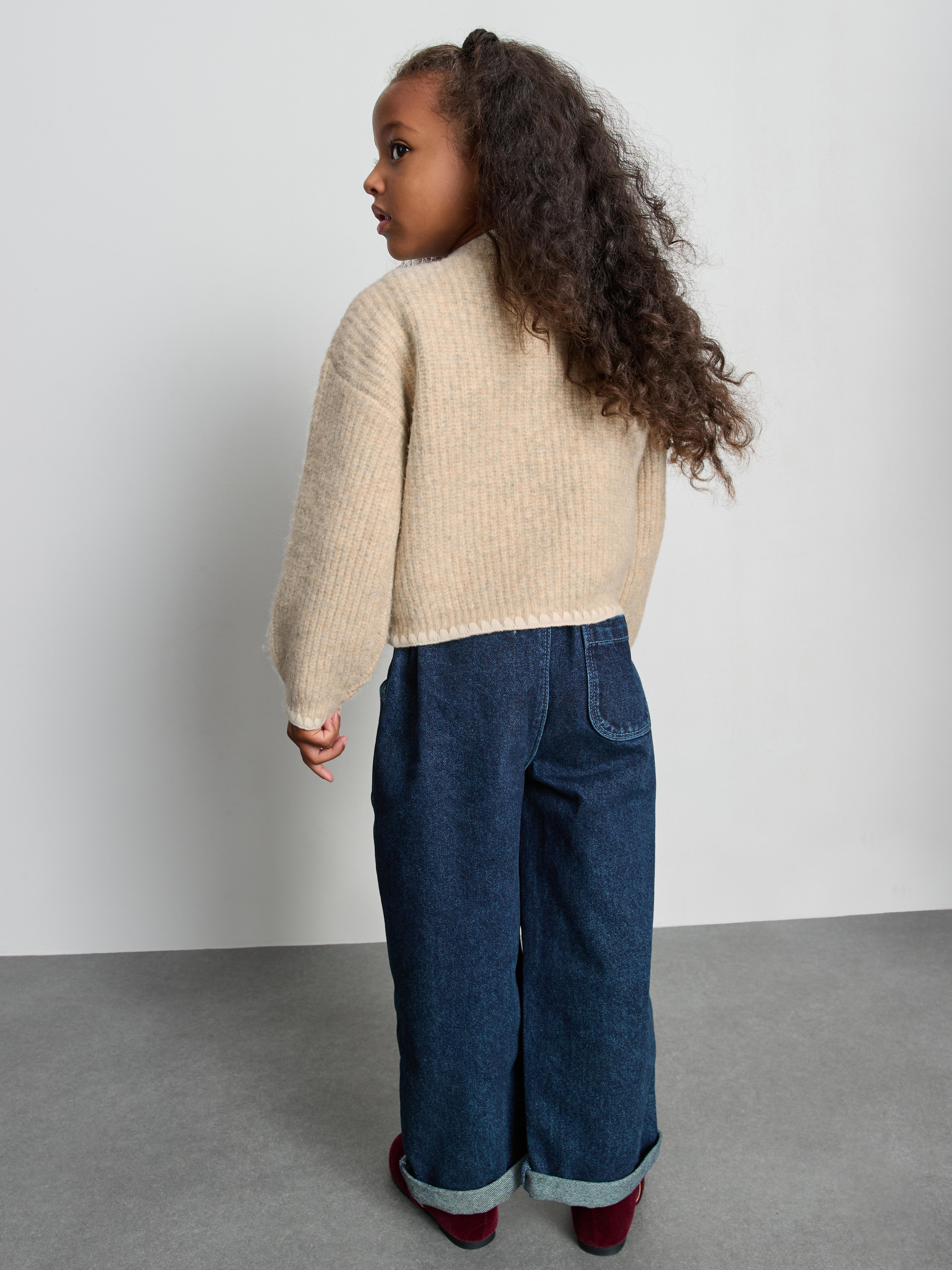 1-12yrs | The Edit Floral Embroidered Contrast Stitch Cardigan