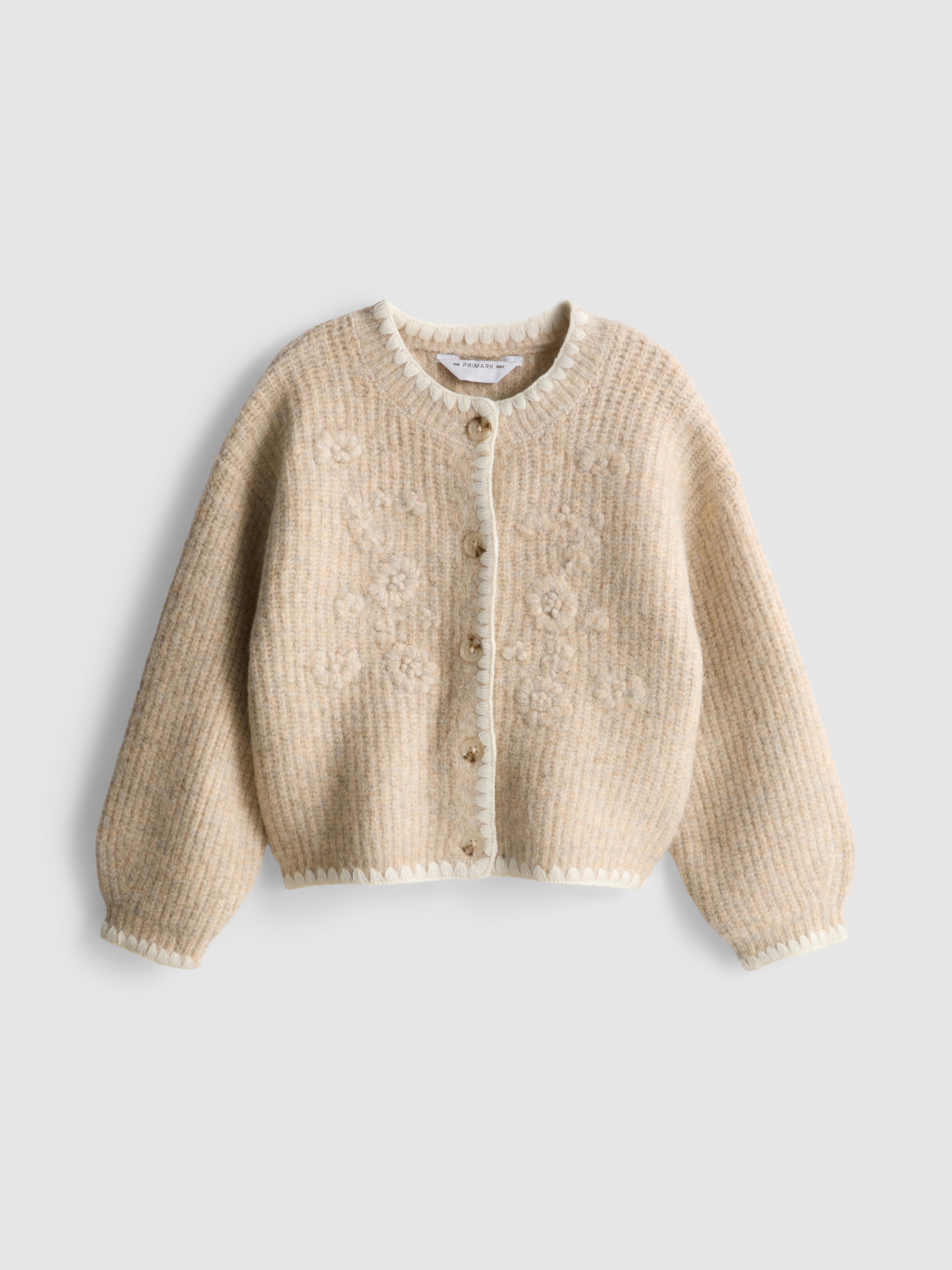 1-12yrs | The Edit Floral Embroidered Contrast Stitch Cardigan
