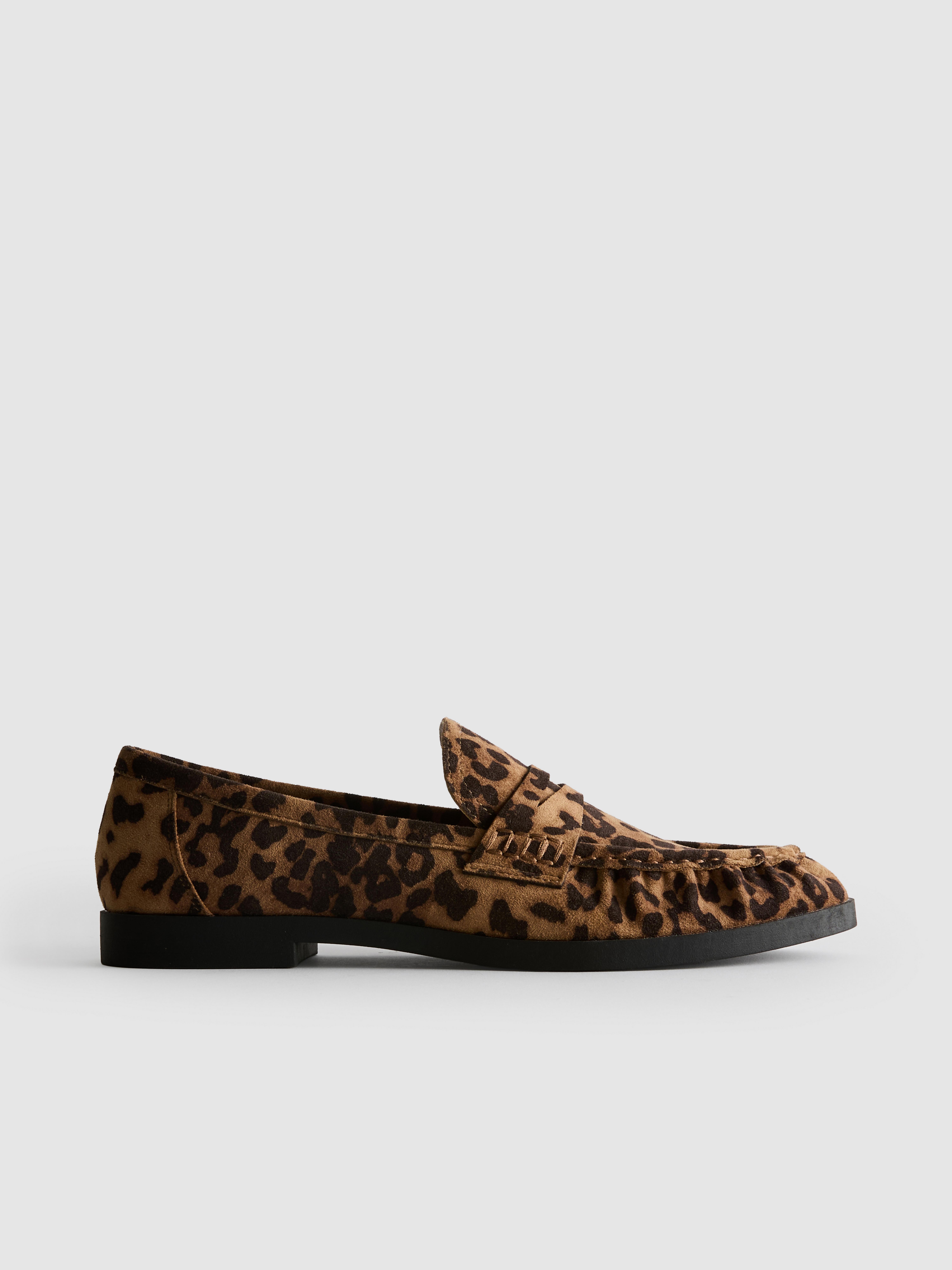 Leopard Faux Suede Loafers