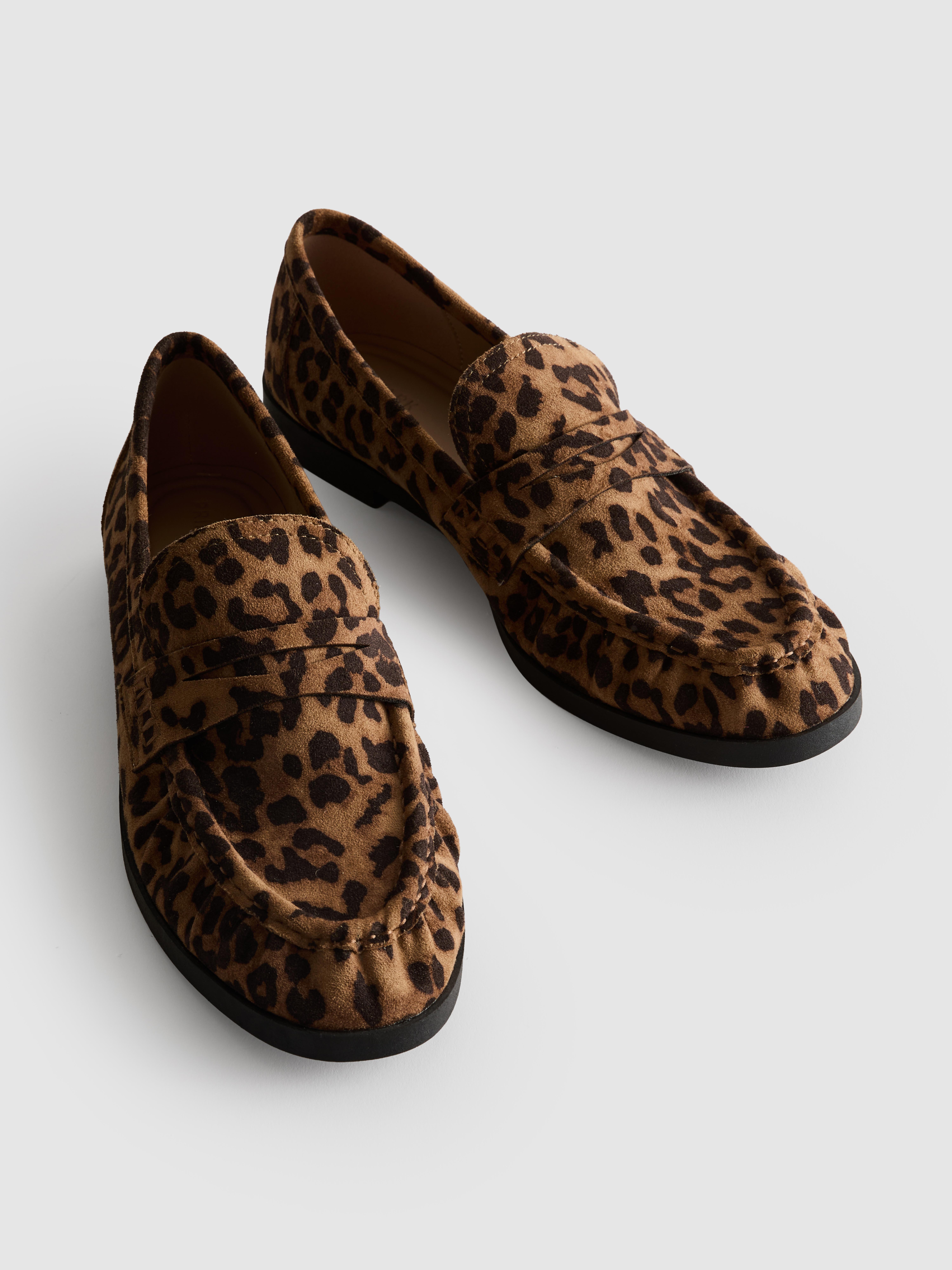 Leopard Faux Suede Loafers