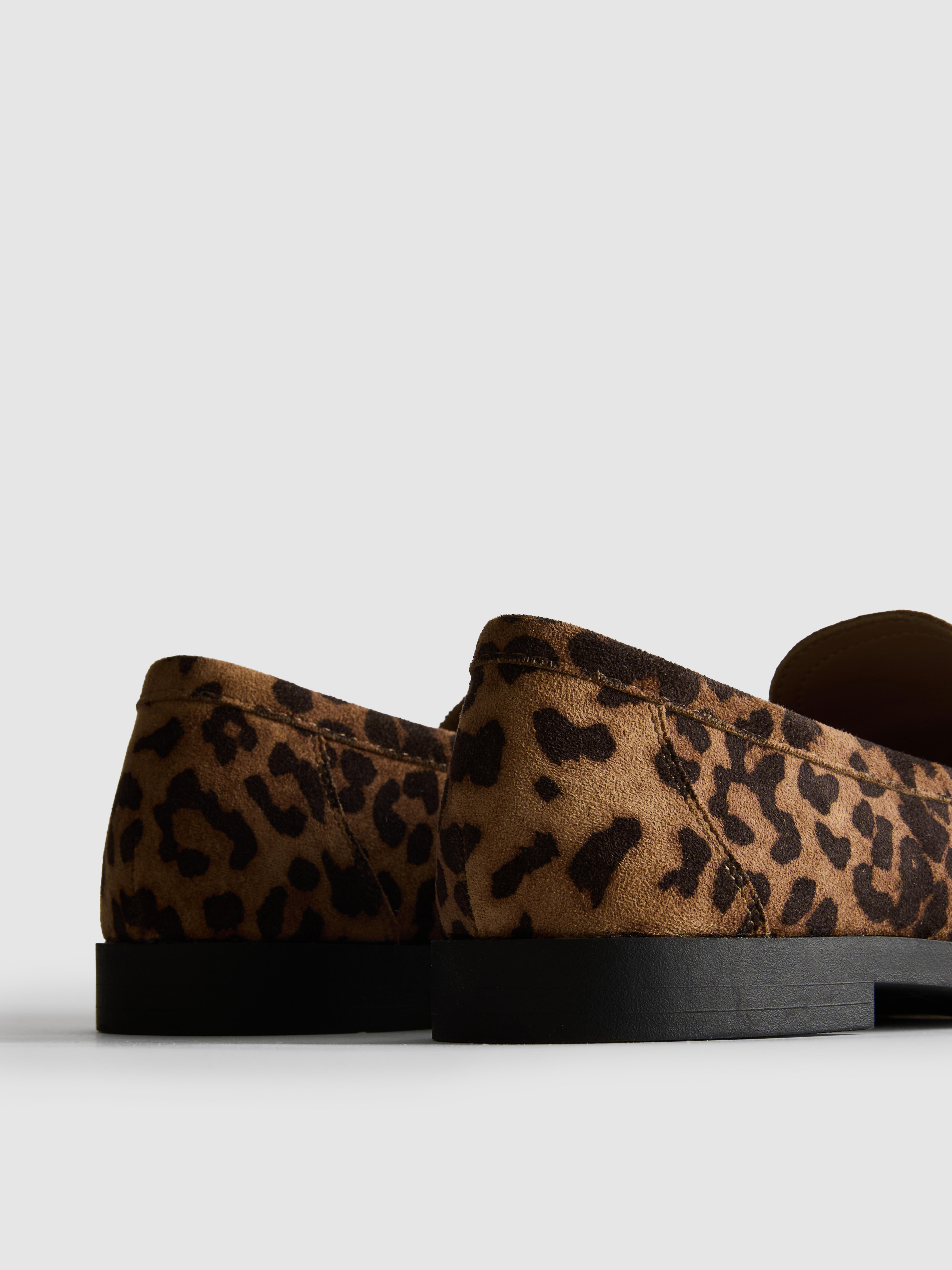 Leopard Faux Suede Loafers
