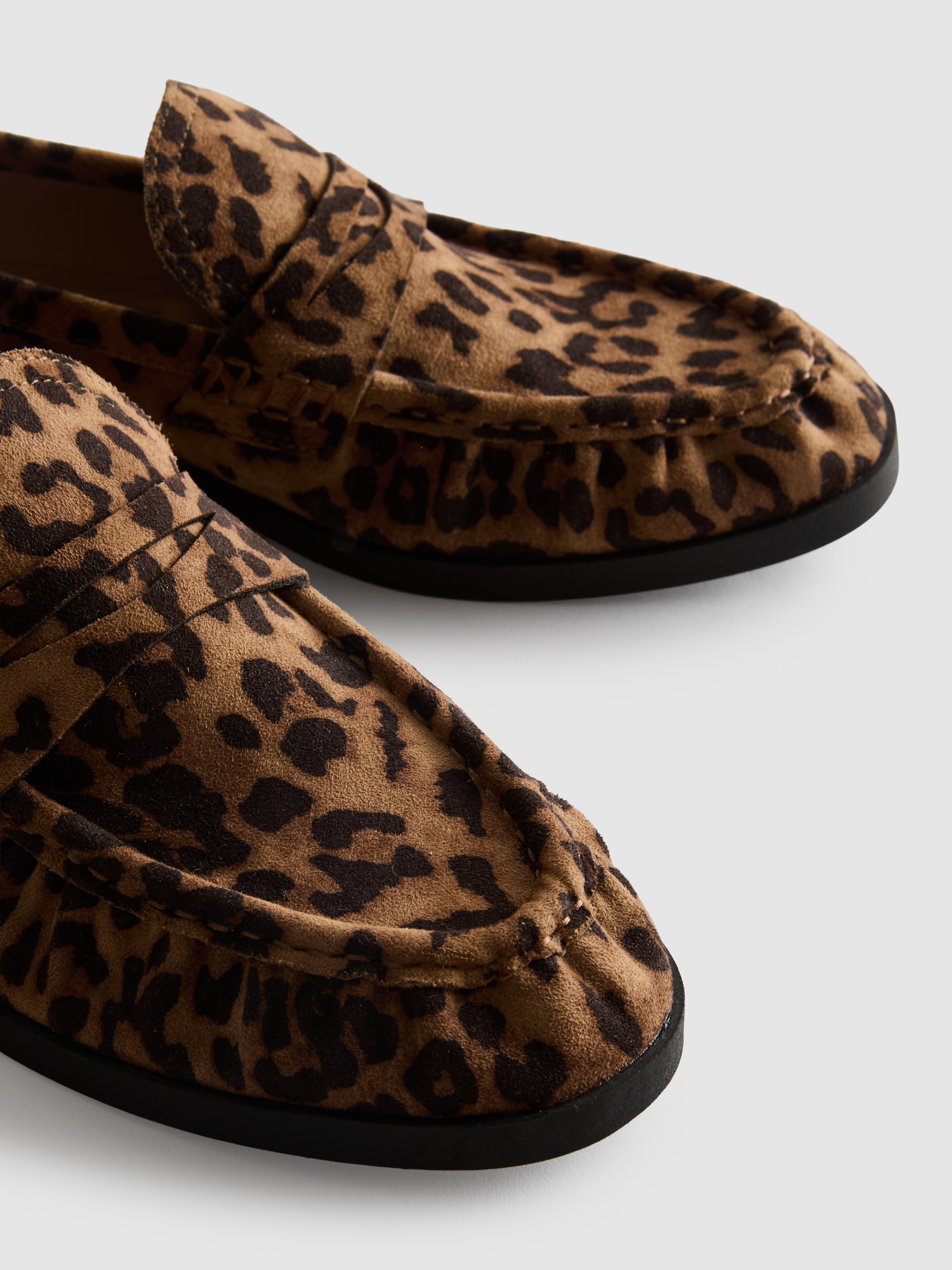 Leopard Faux Suede Loafers
