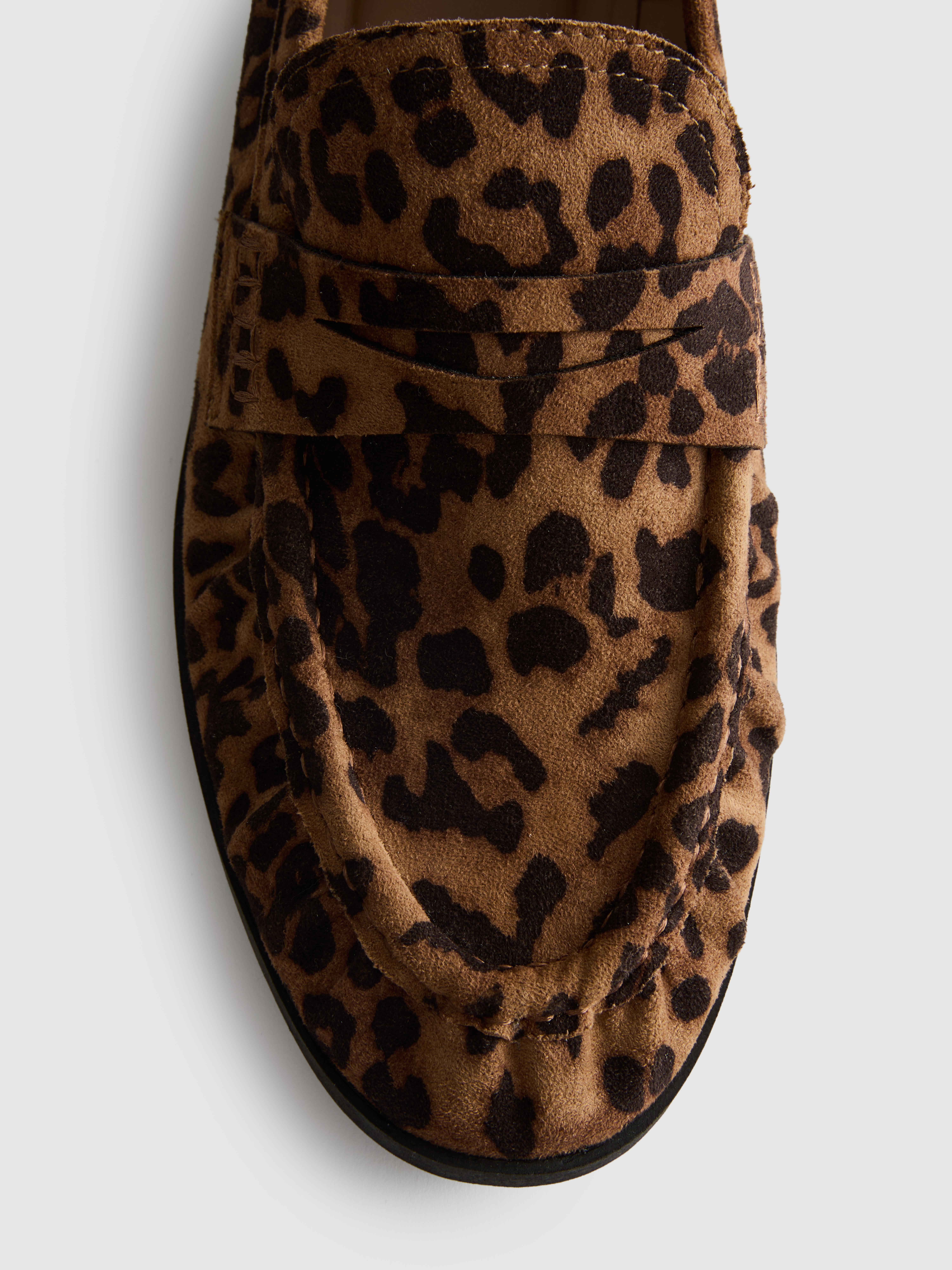 Leopard Faux Suede Loafers