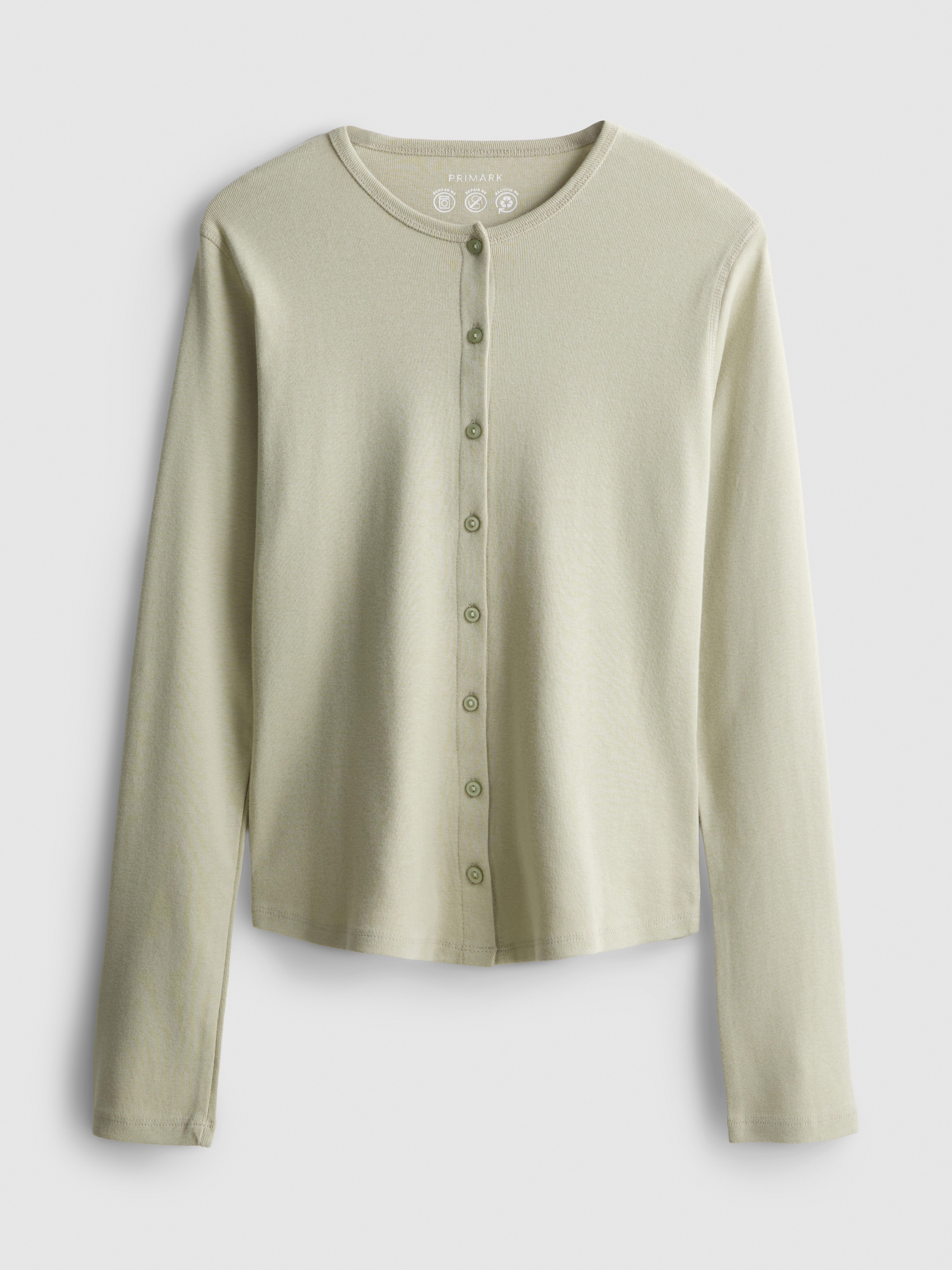 Pure Cotton Round Neck Long Sleeve Cardigan