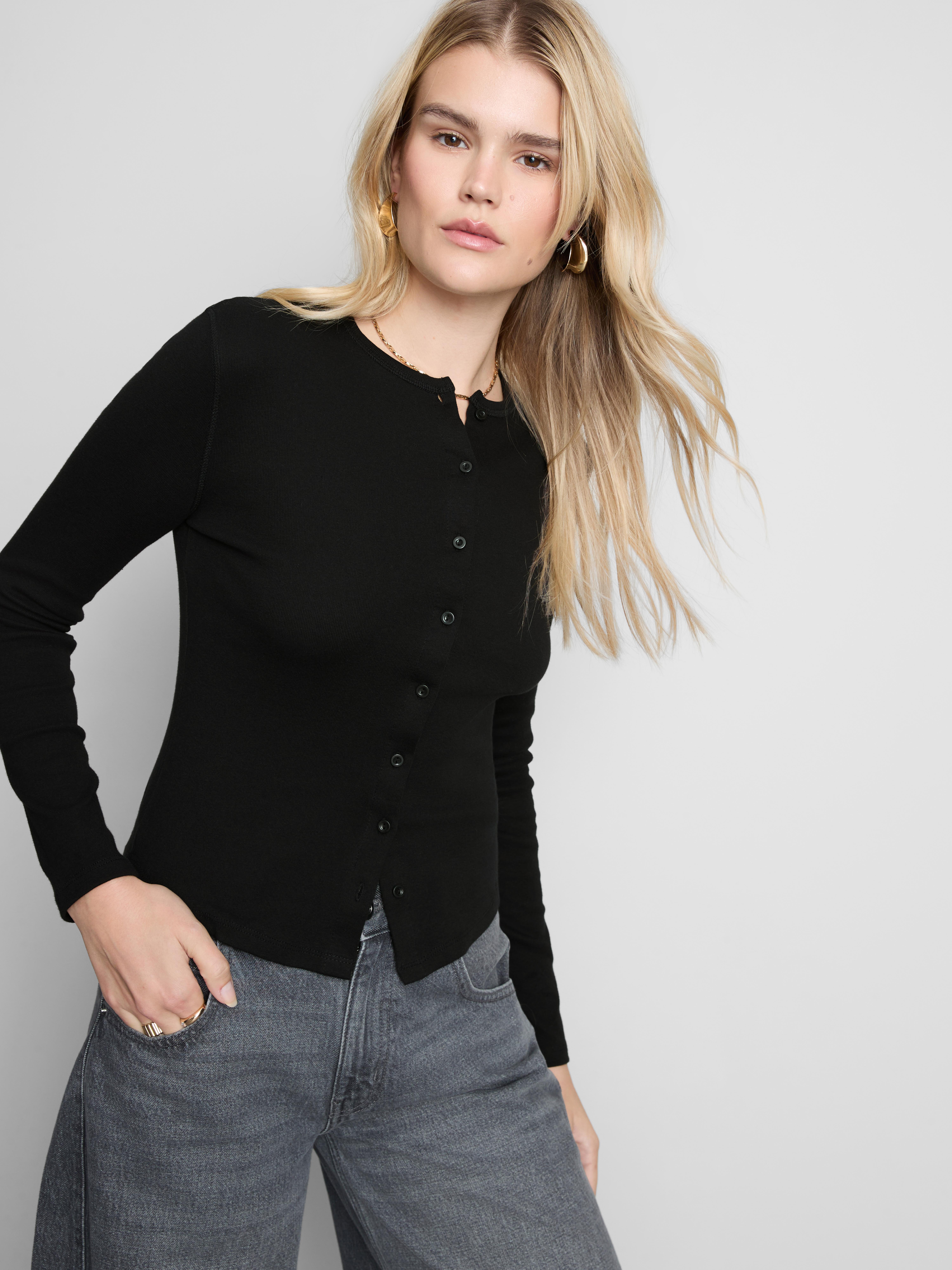 Pure Cotton Round-Neck Long-Sleeve Cardigan