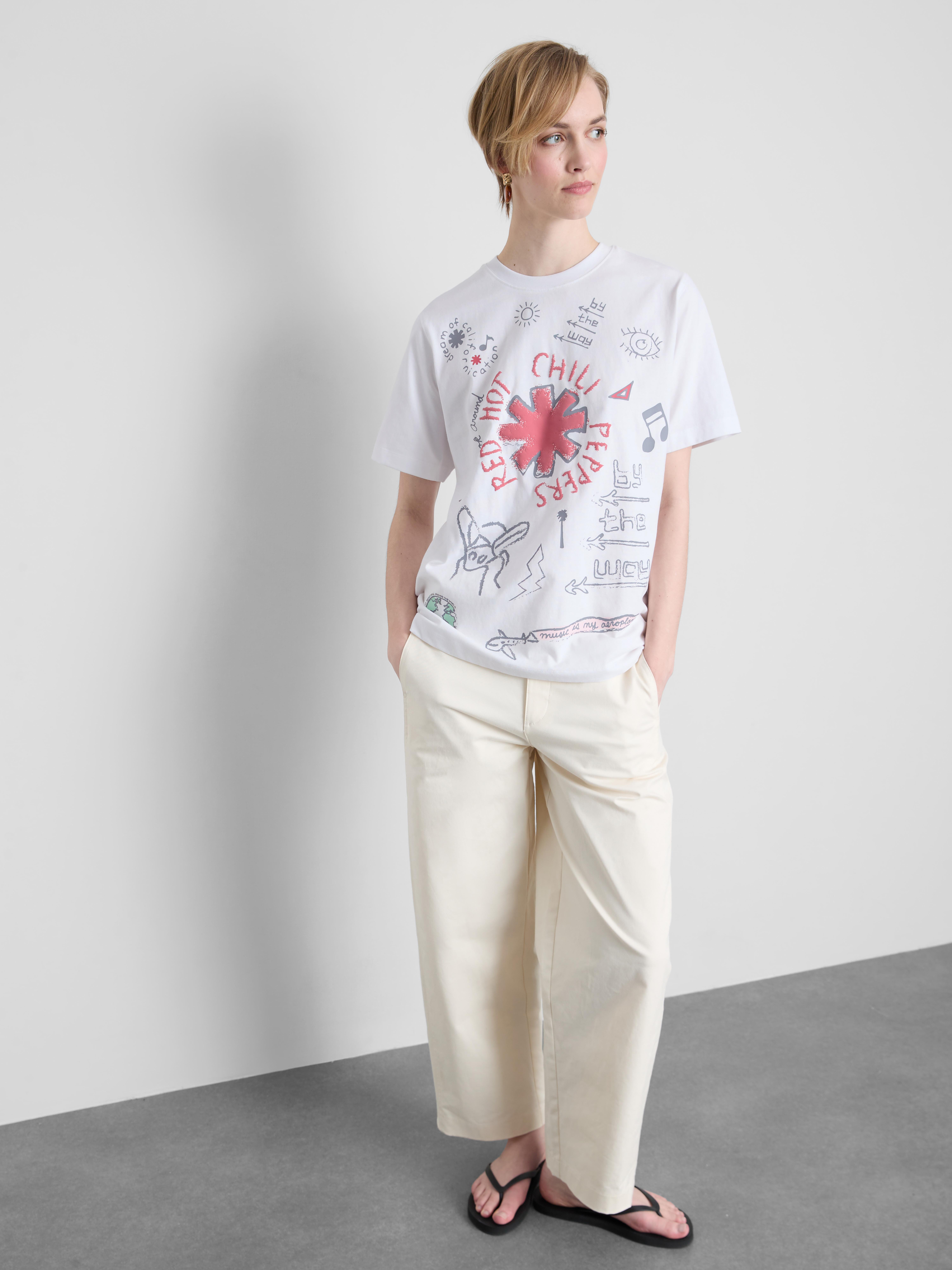 Women's White Red Hot Chili Peppers Artwork Tee | Primark
