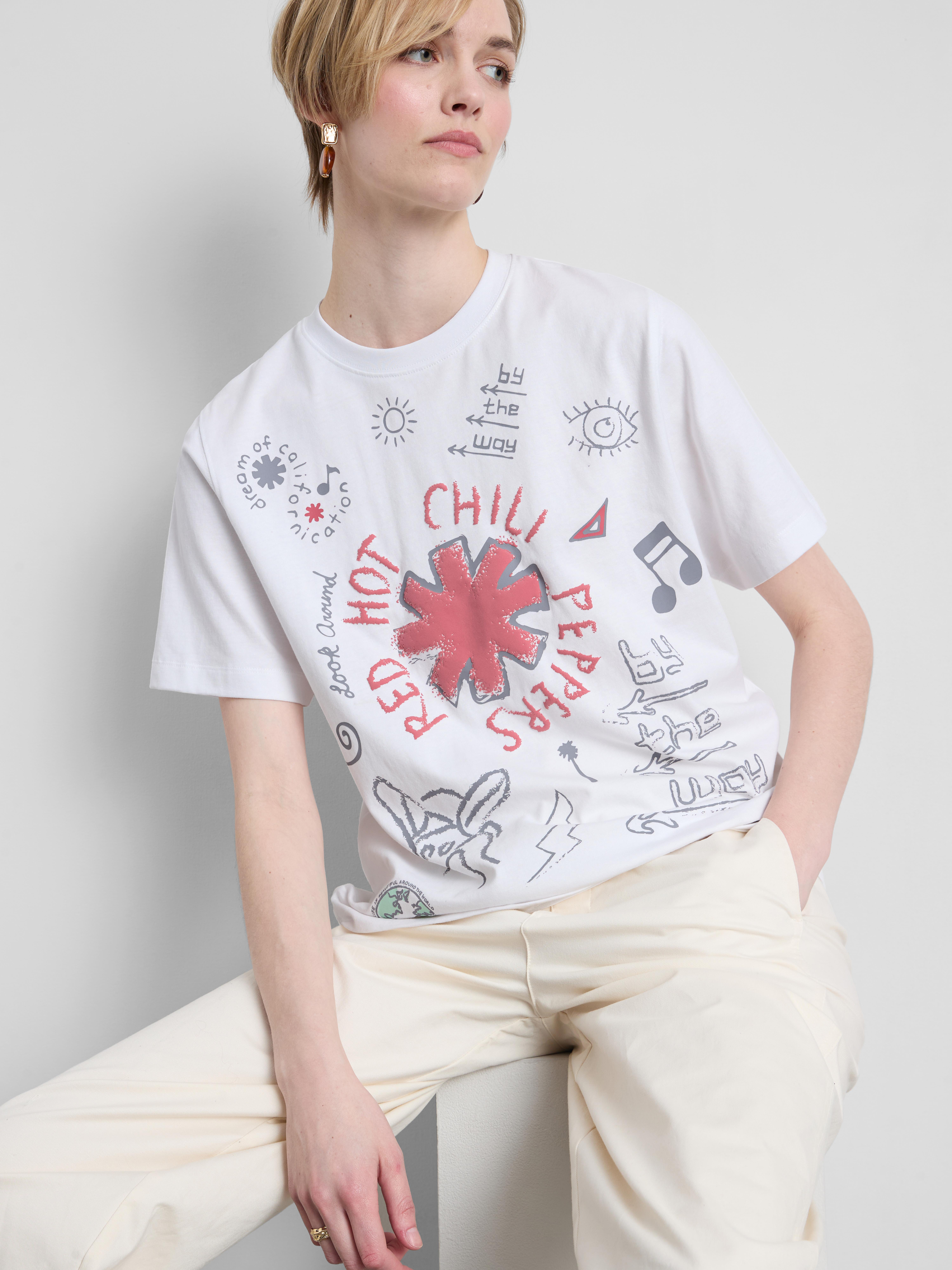 Red Hot Chili Peppers フォトTシャツ 白 Women's White Red Hot Chili Peppers Artwork Tee | Primark