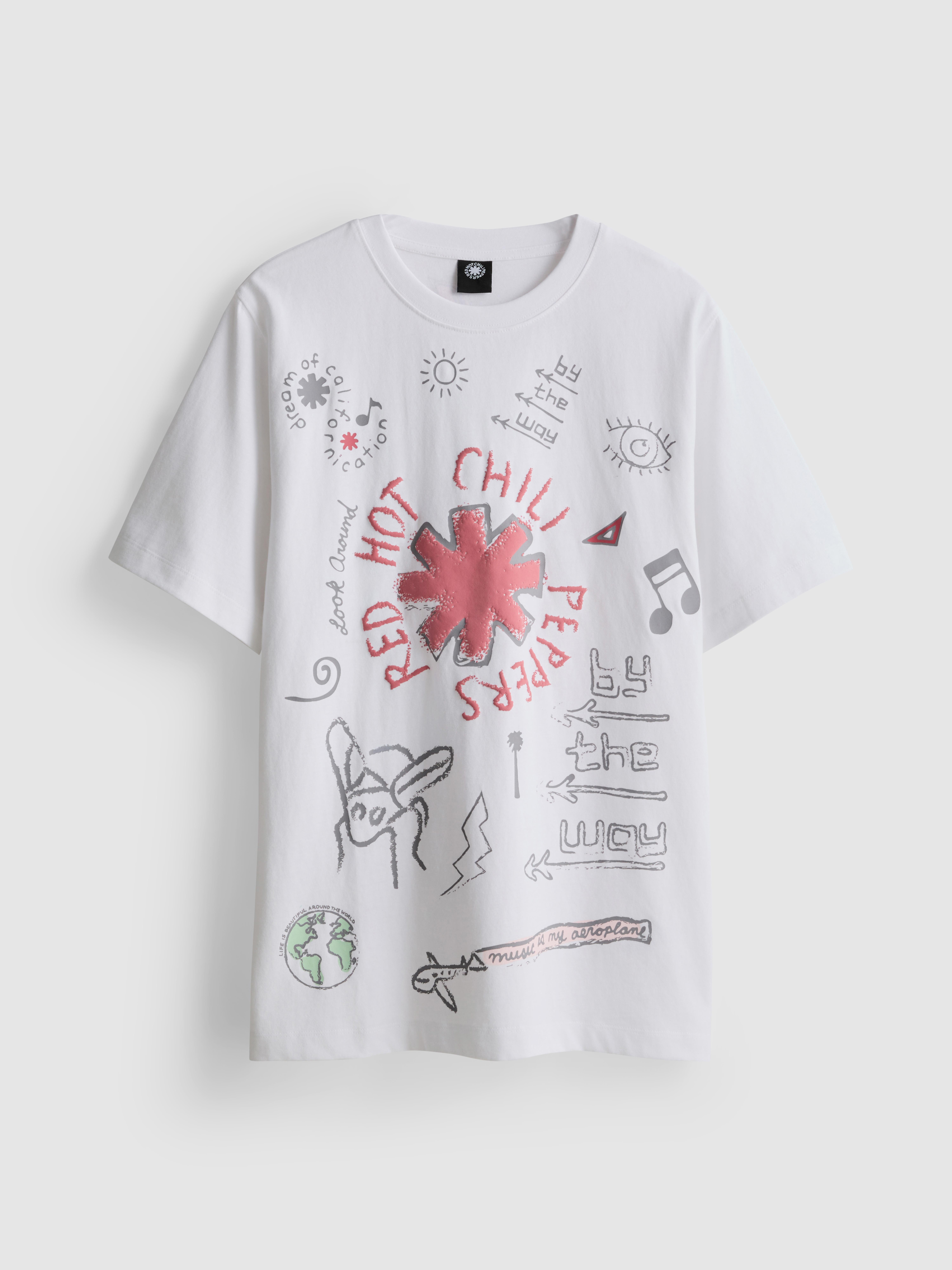 Women's White Red Hot Chili Peppers Artwork Tee | Primark