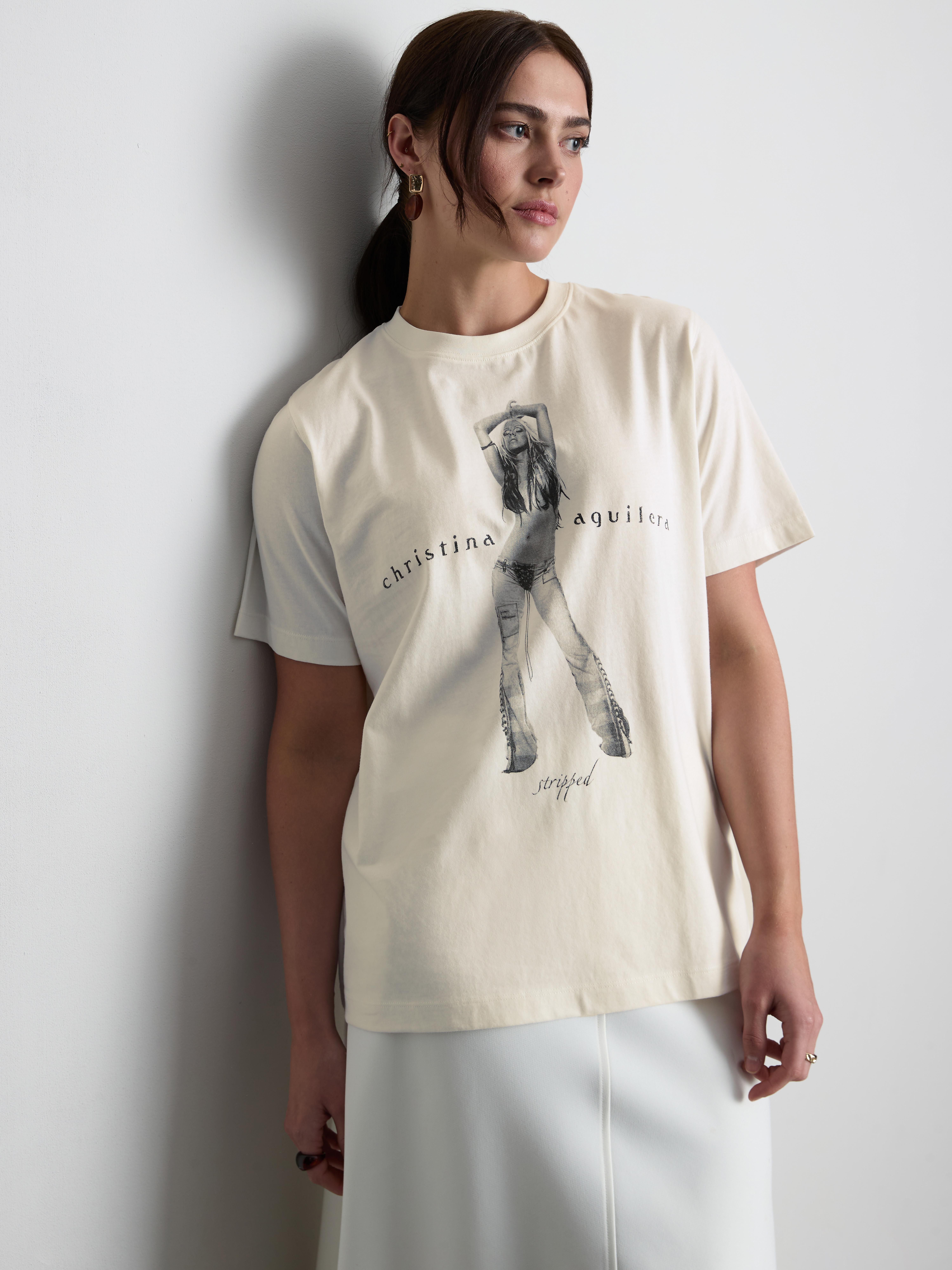 T-shirt música algodão Christina Aguilera