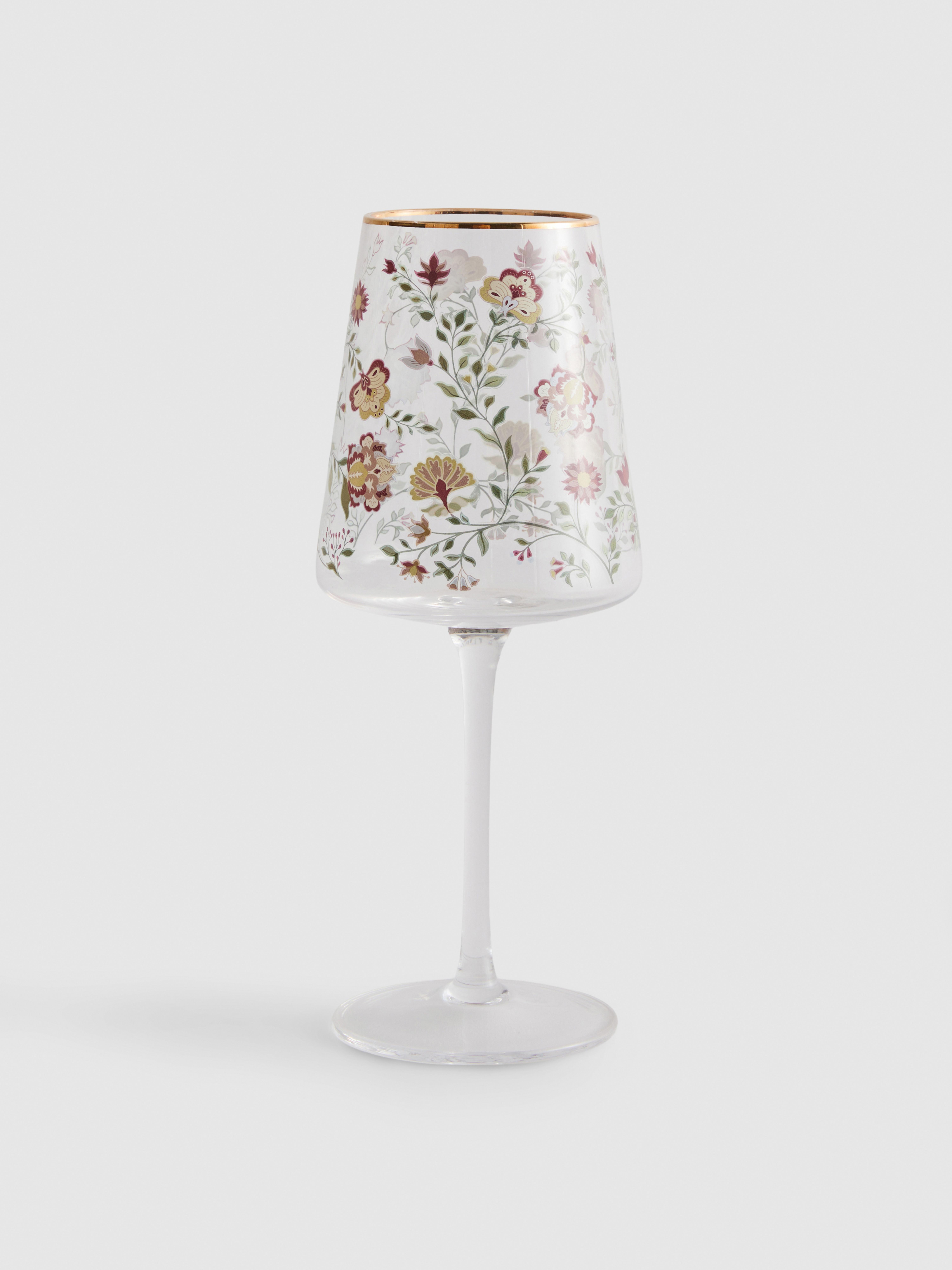 Gebloemd wijnglas met steel