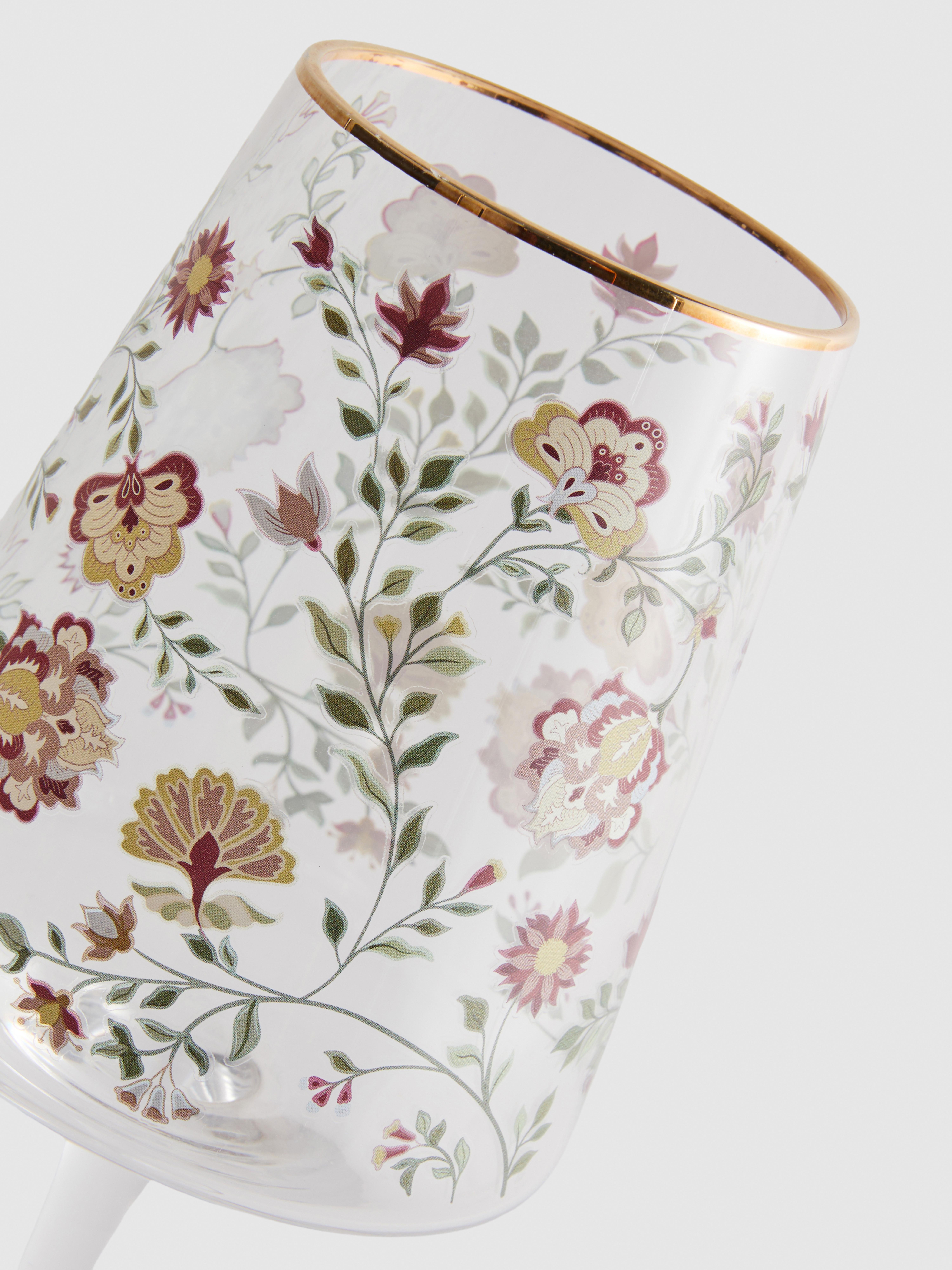 Gebloemd wijnglas met steel
