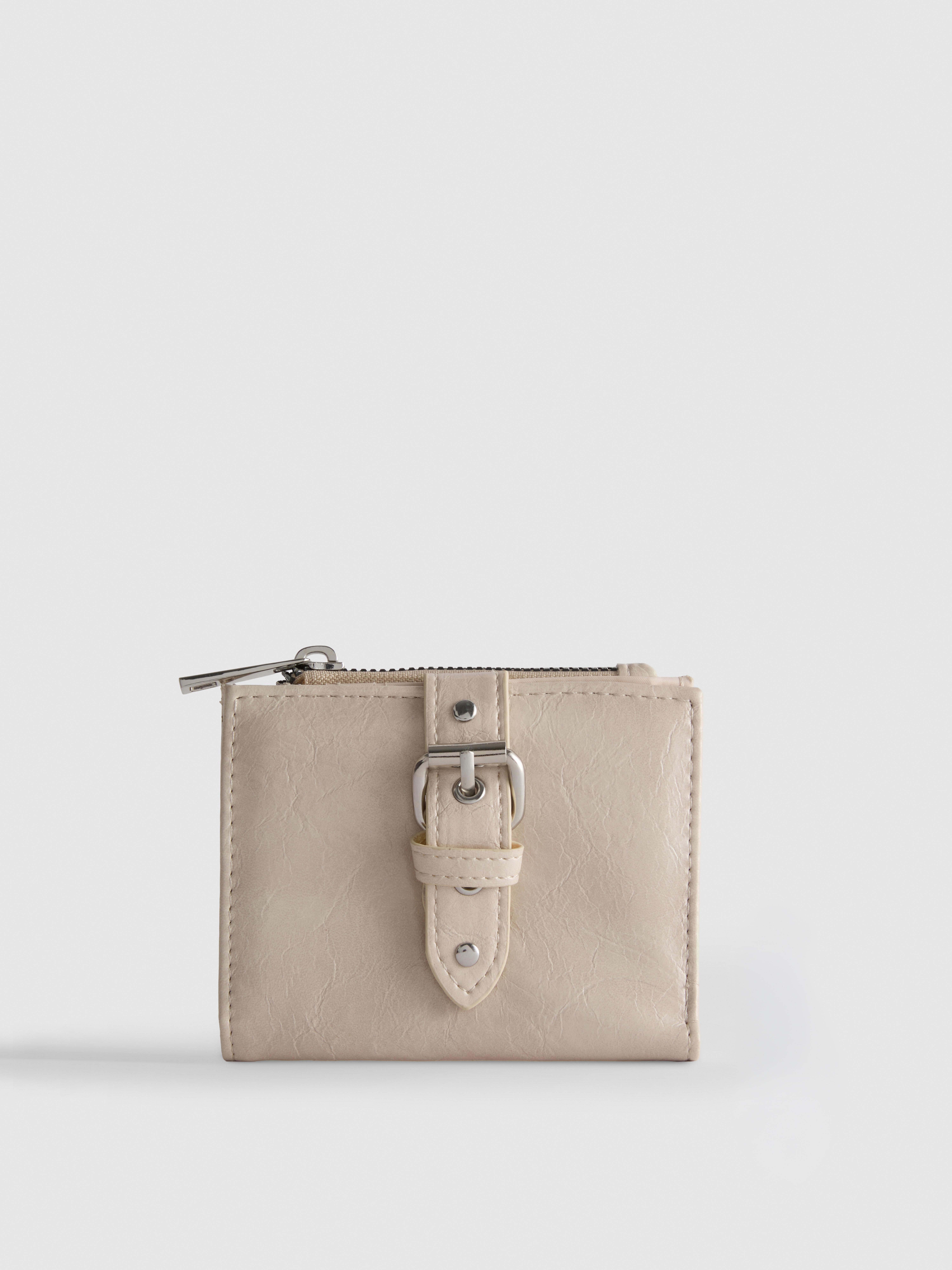 Portafoglio strutturato con zip Écru