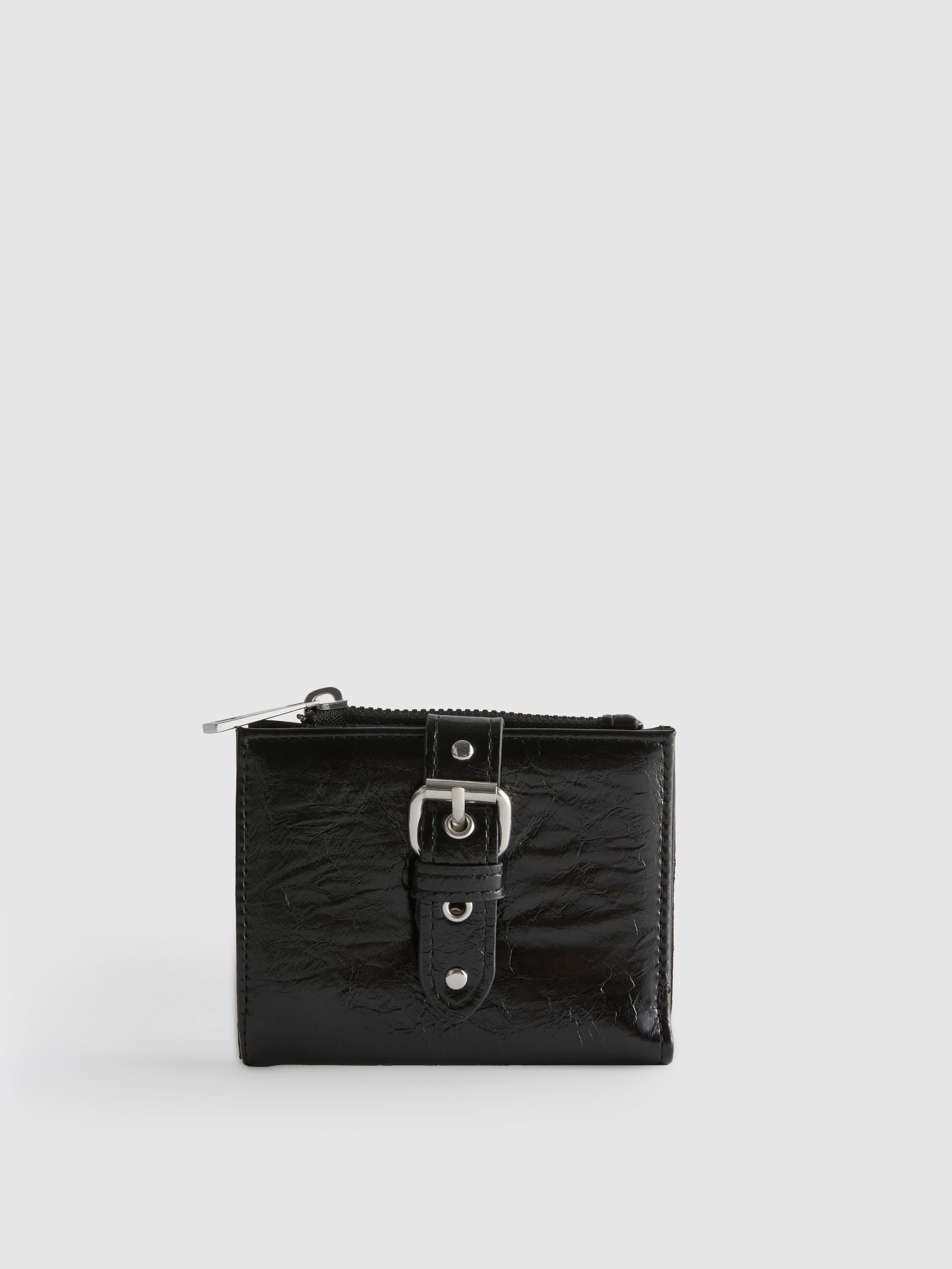 Portafoglio strutturato con zip Nero