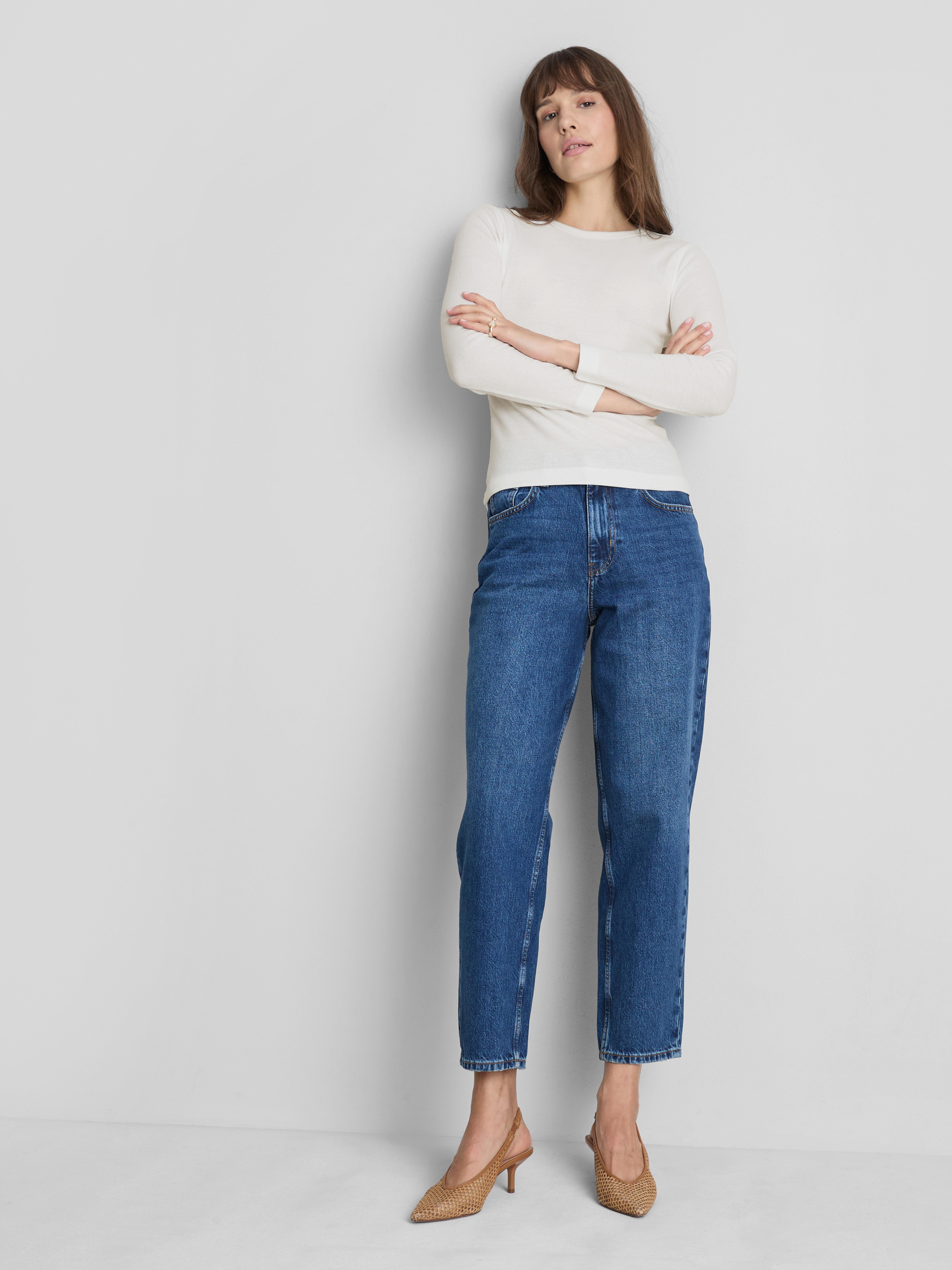 Cotton-Blend Ribbed Long-Sleeve Top White