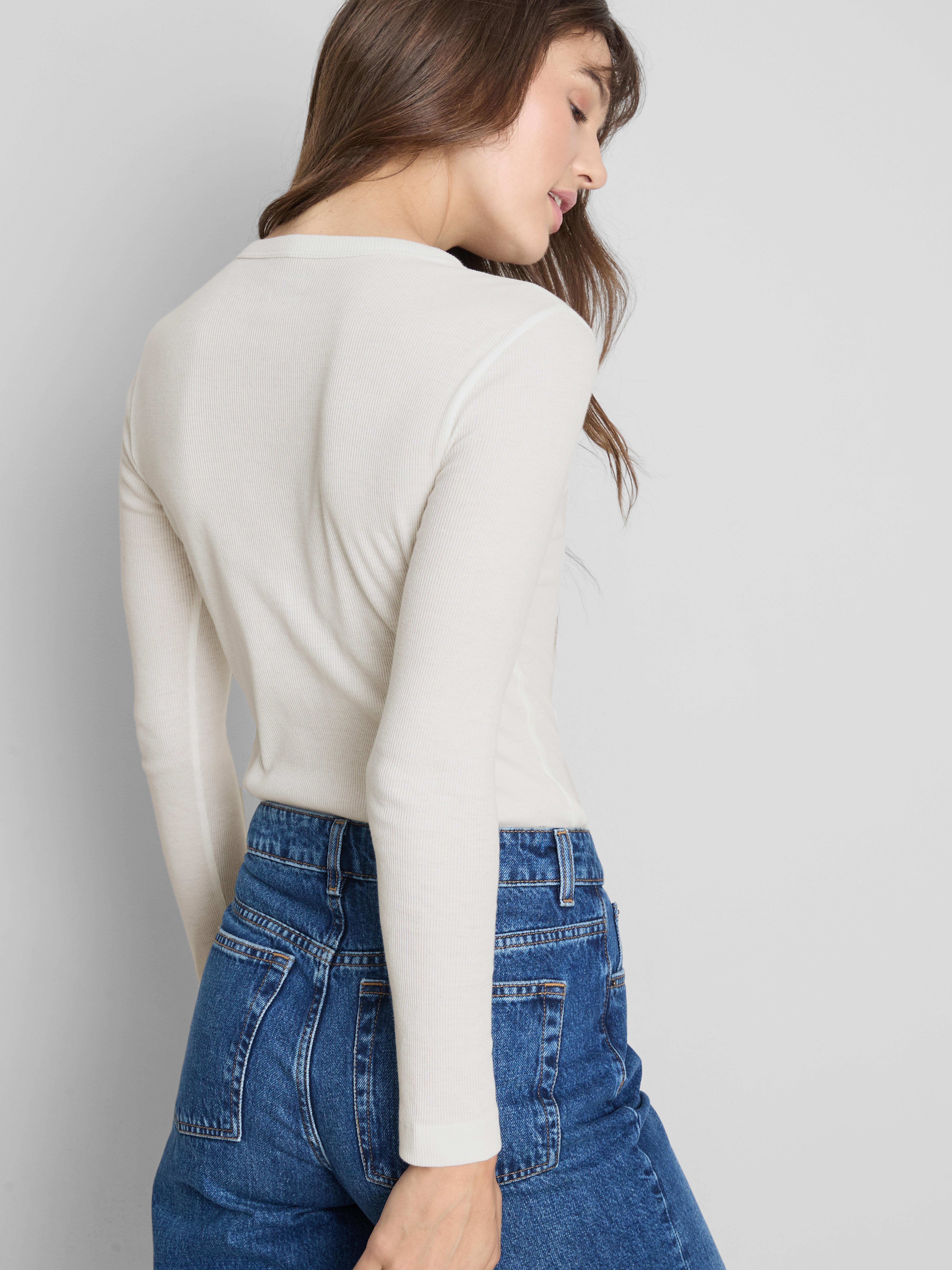 Cotton-Blend Ribbed Long-Sleeve Top
