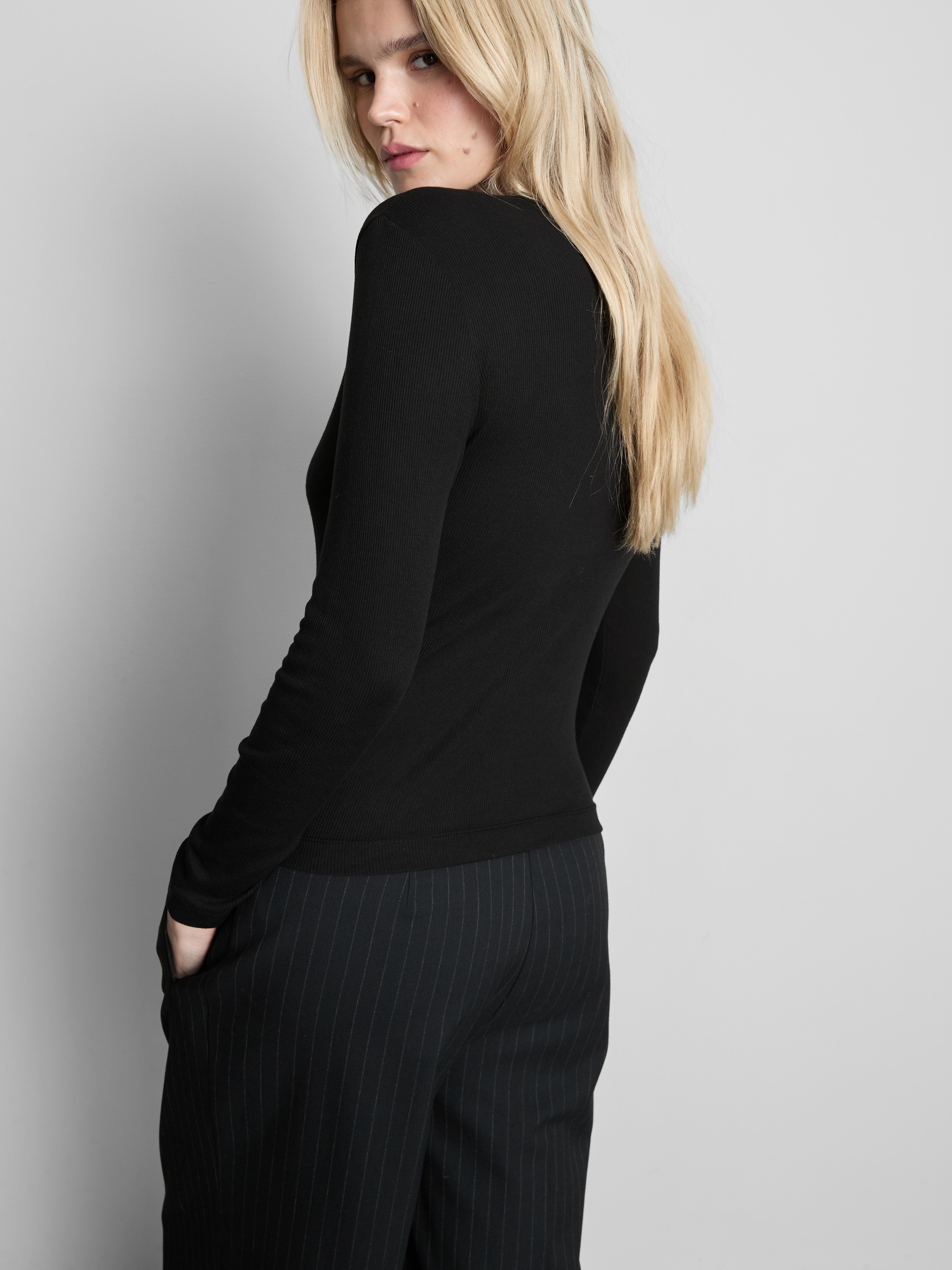 Cotton-Blend Ribbed Long-Sleeve Top