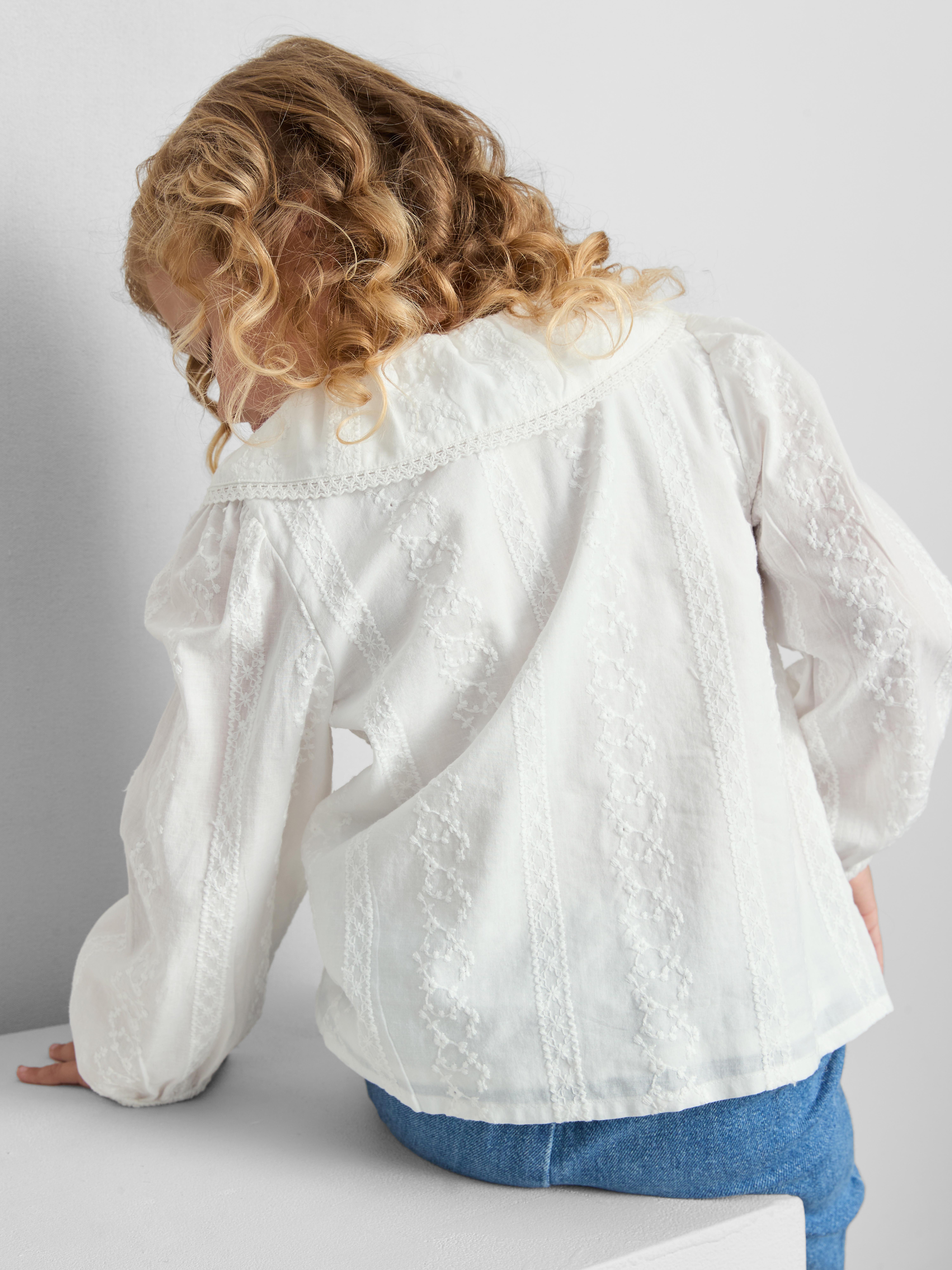 1-12yrs | The Edit Pure Cotton Embroidered Collared Blouse