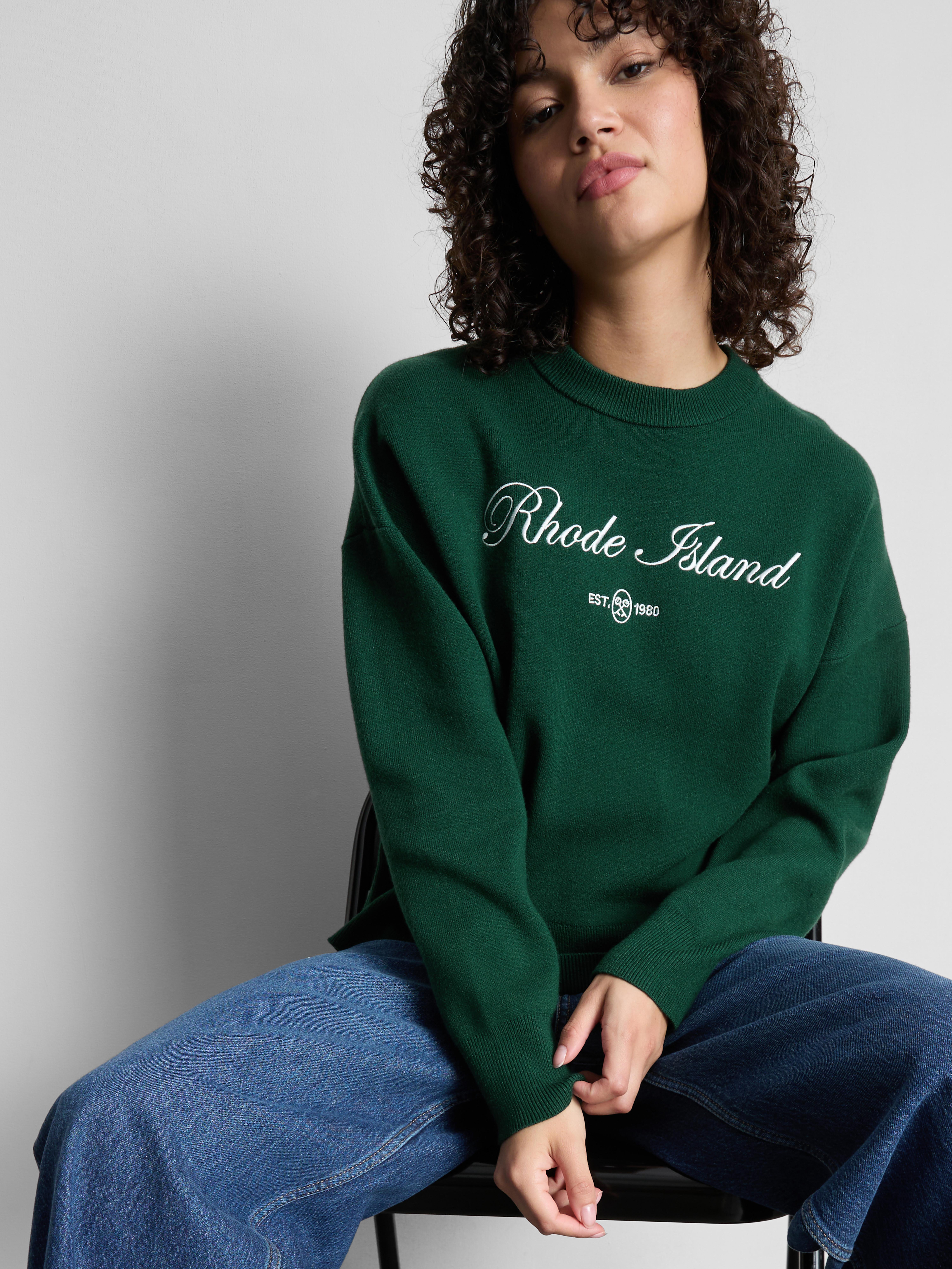 Maglione girocollo con scritta Verde