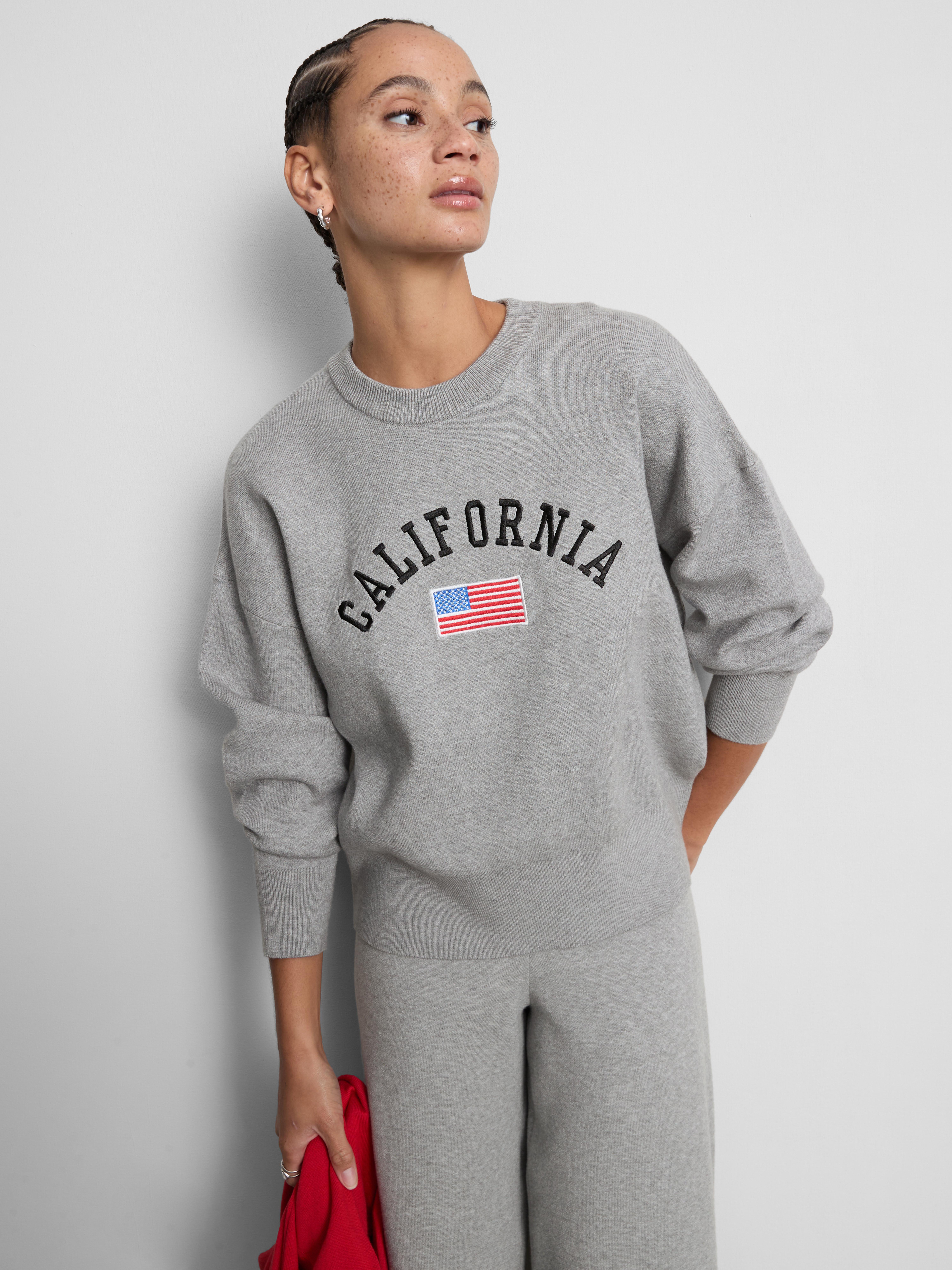 Maglione girocollo con scritta Grigio
