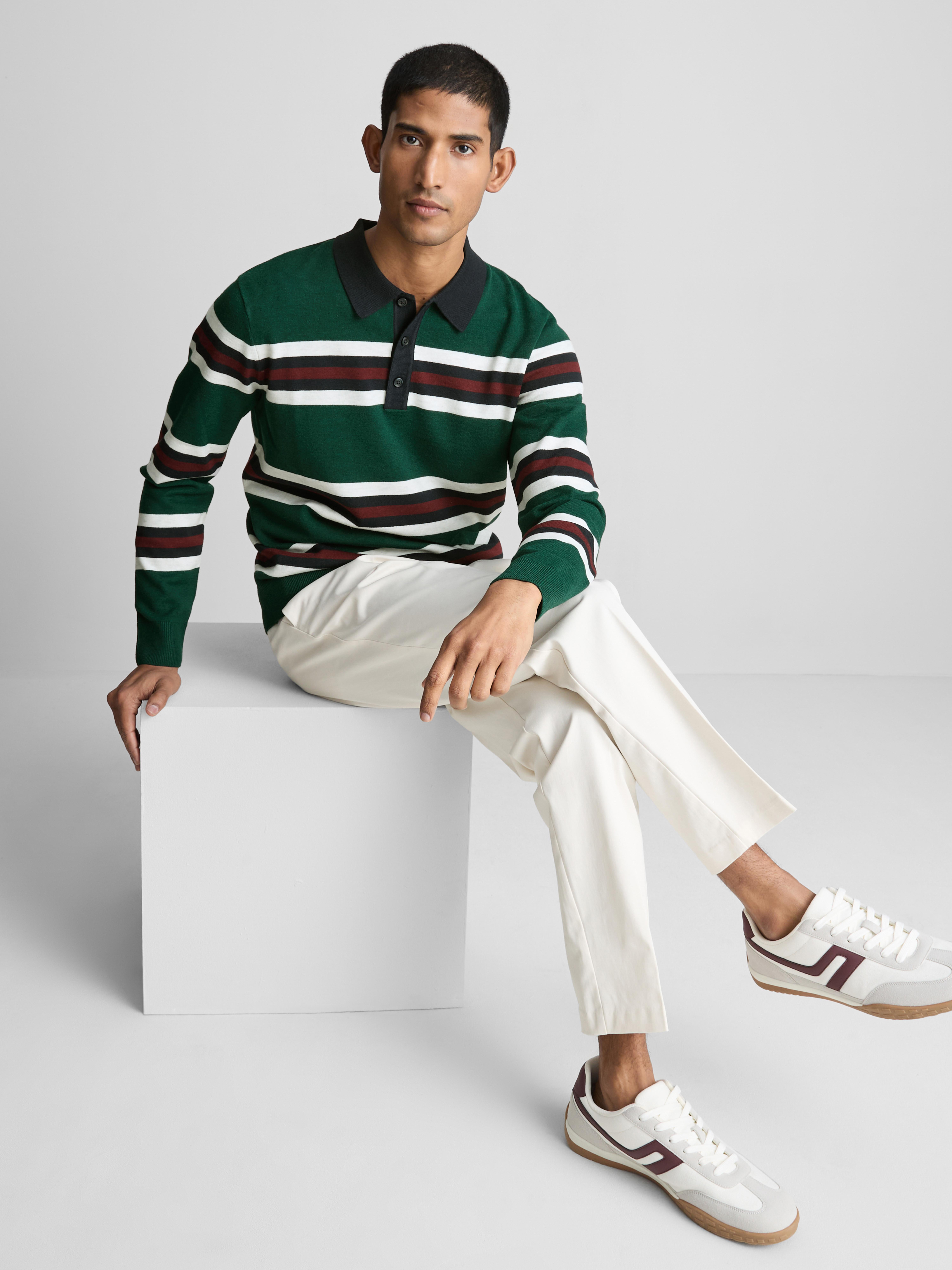 Stripe Knitted Collared Sweater