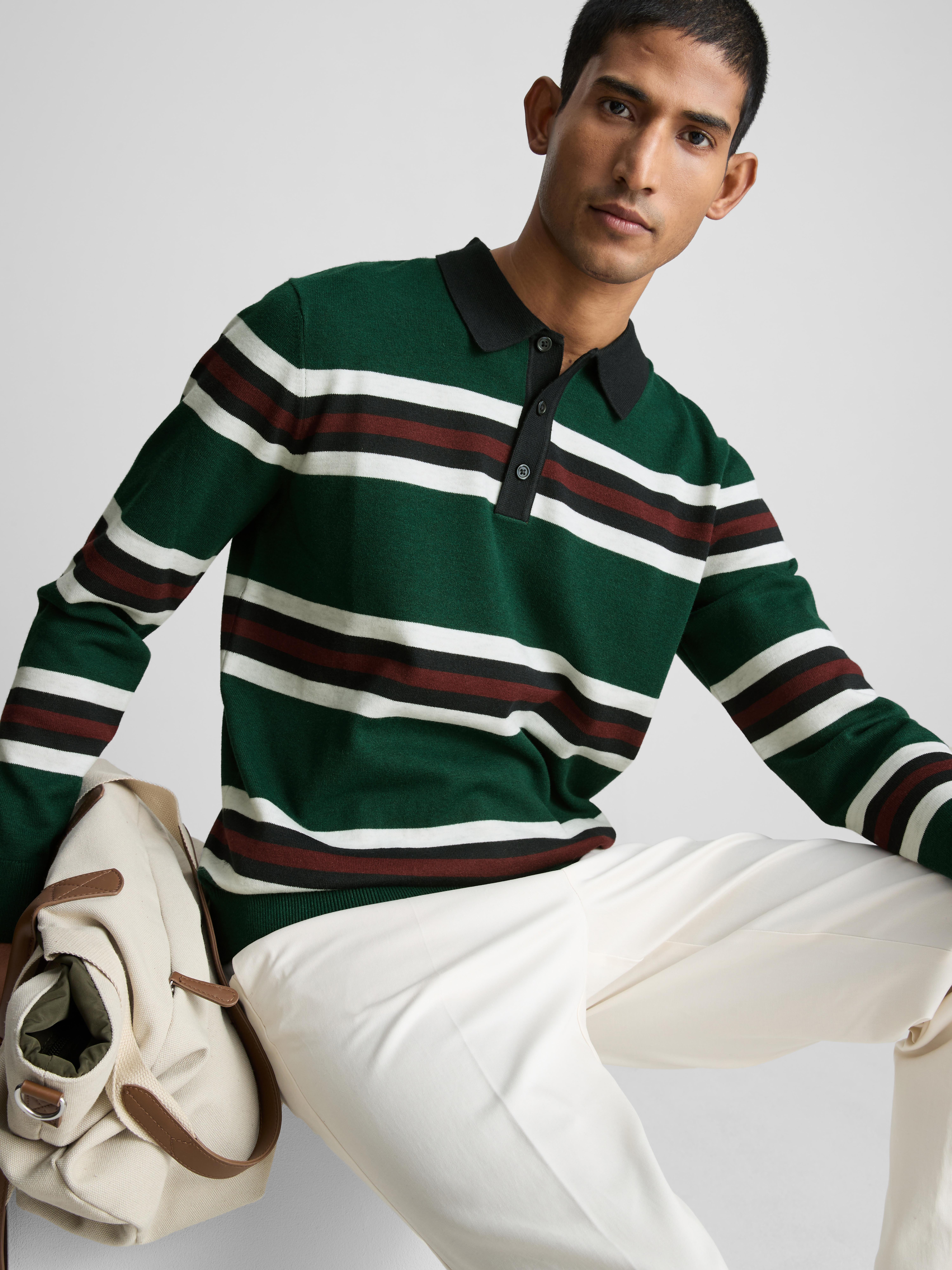 Stripe Knitted Collared Sweater
